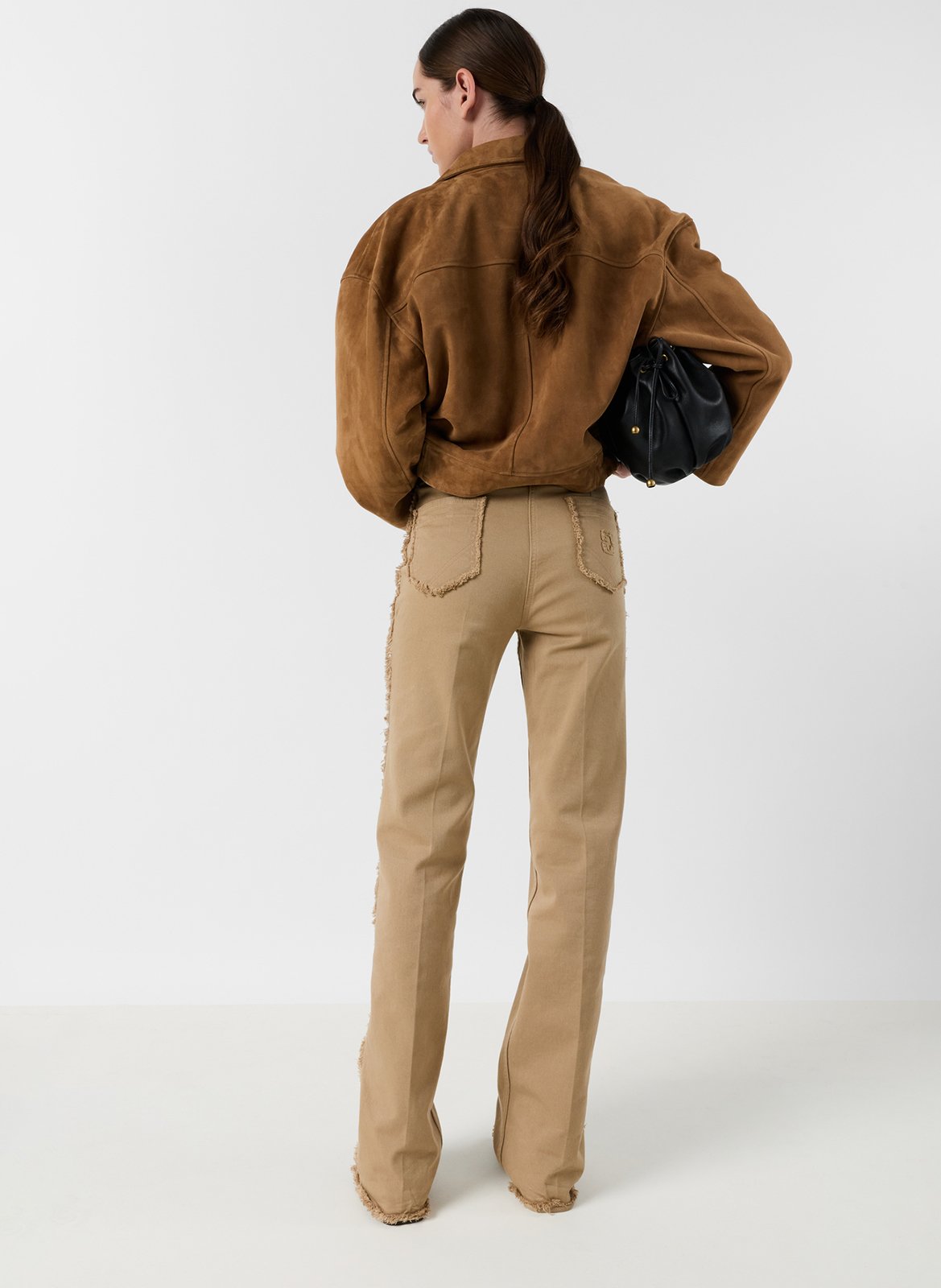 Flared Jeans mit hohem Bund und Fransen GERARD DAREL Beige