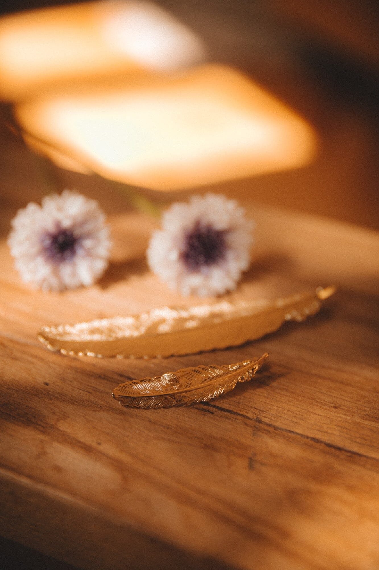 Single silver-plated feather stud earring MONSIEUR SIMONE Golden