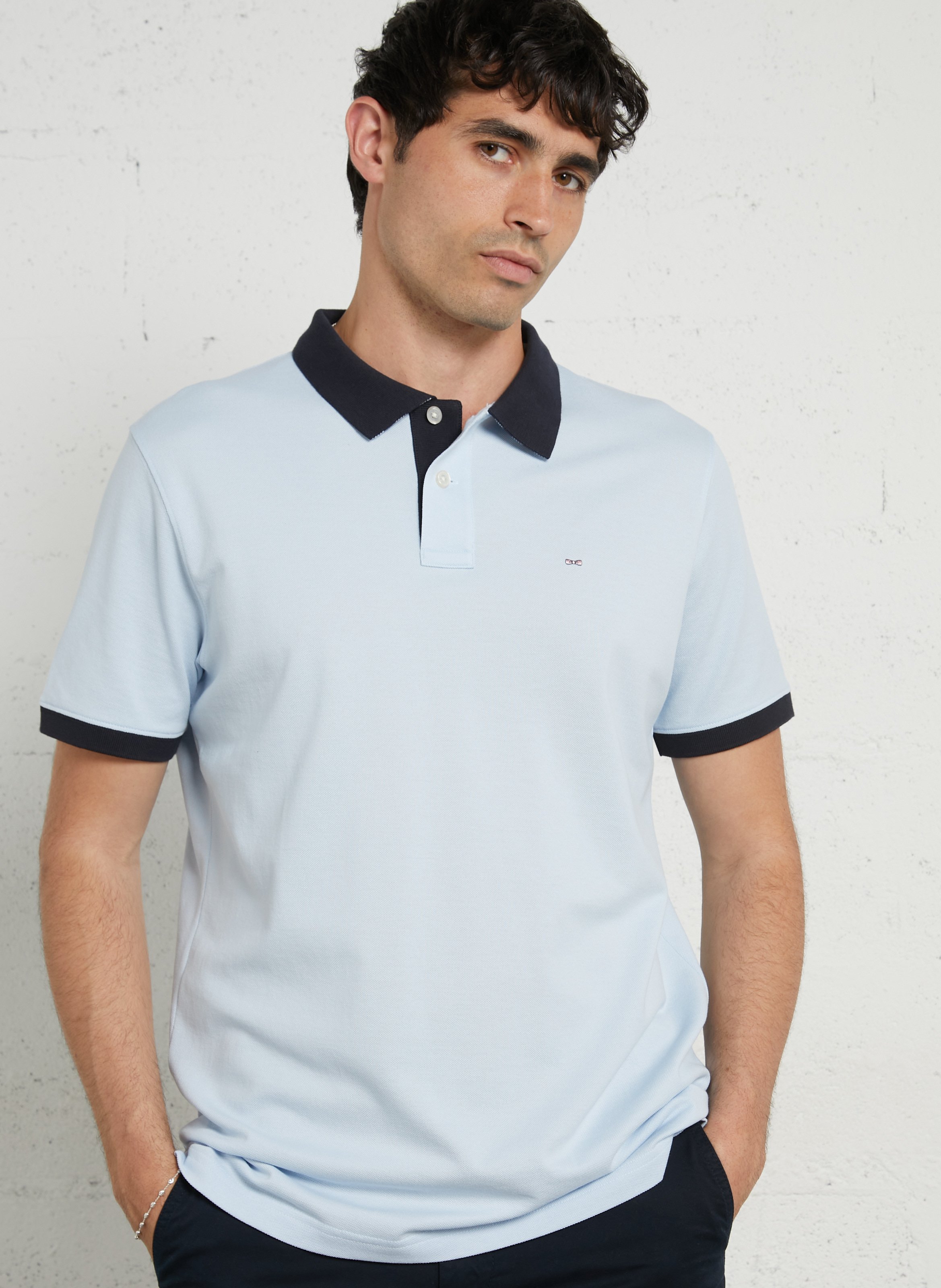 Straight cotton polo shirt EDEN PARK Blue