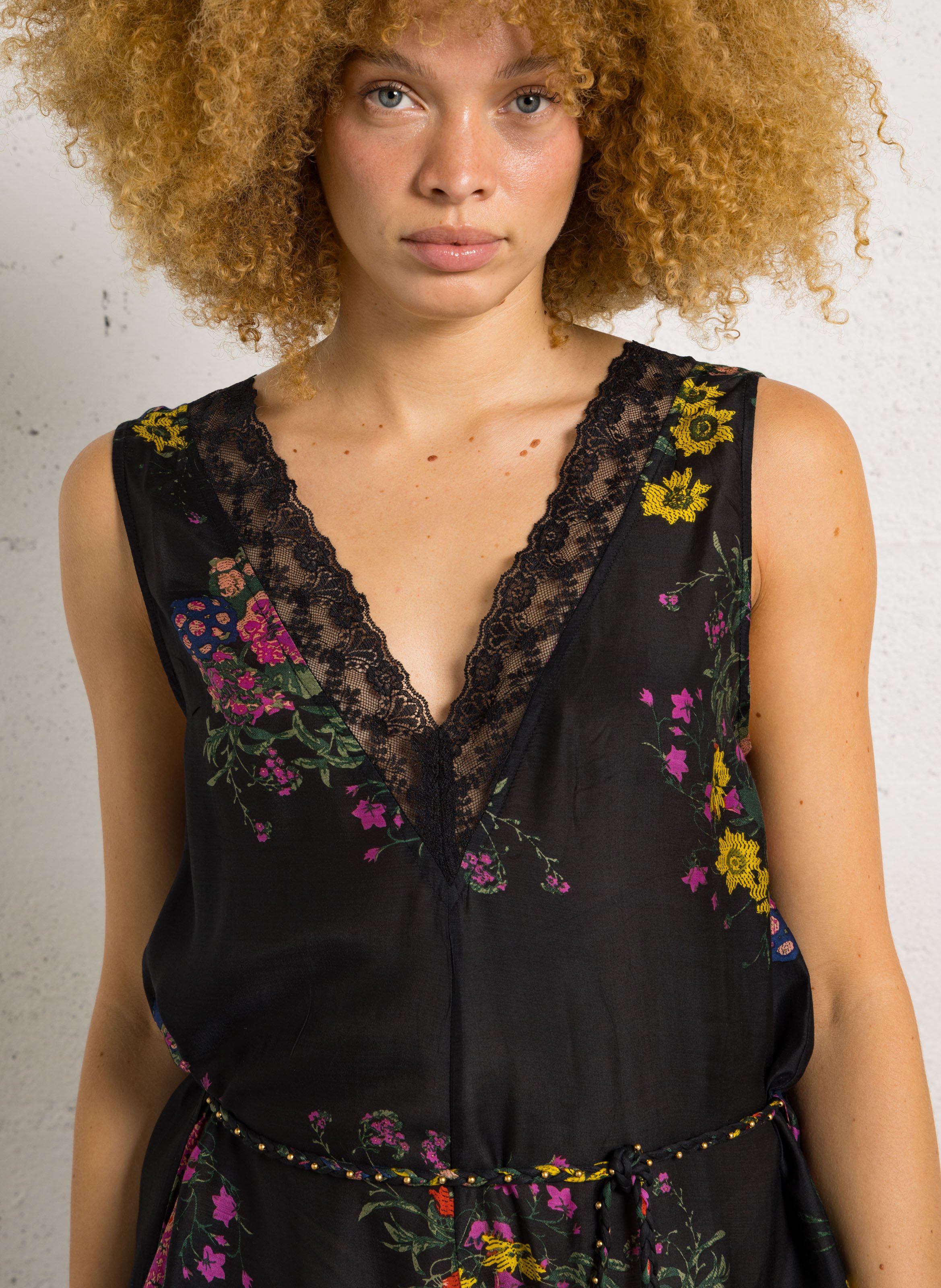 Oversized katoenen vest met haakwerk en transparante bewerkte stof MES DEMOISELLES Veelkleurig