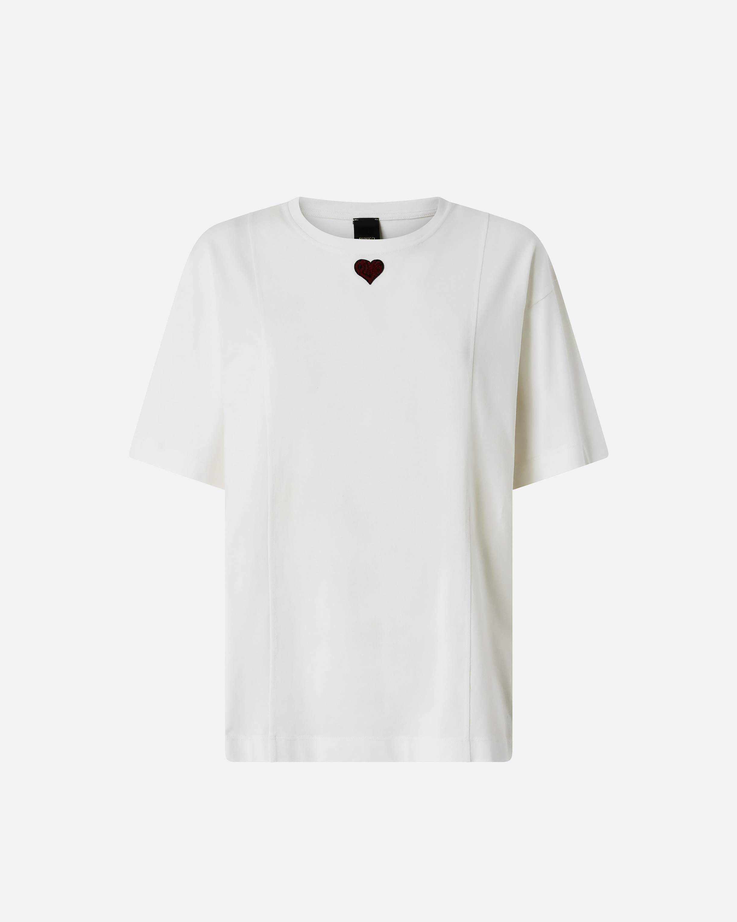 T-shirt with heart embroidery PINKO White