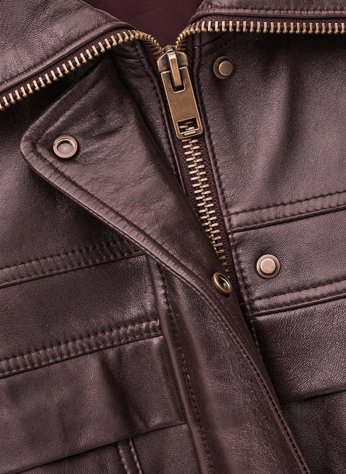 Veste en cuir cintrée à col montant BA&SH Rouge