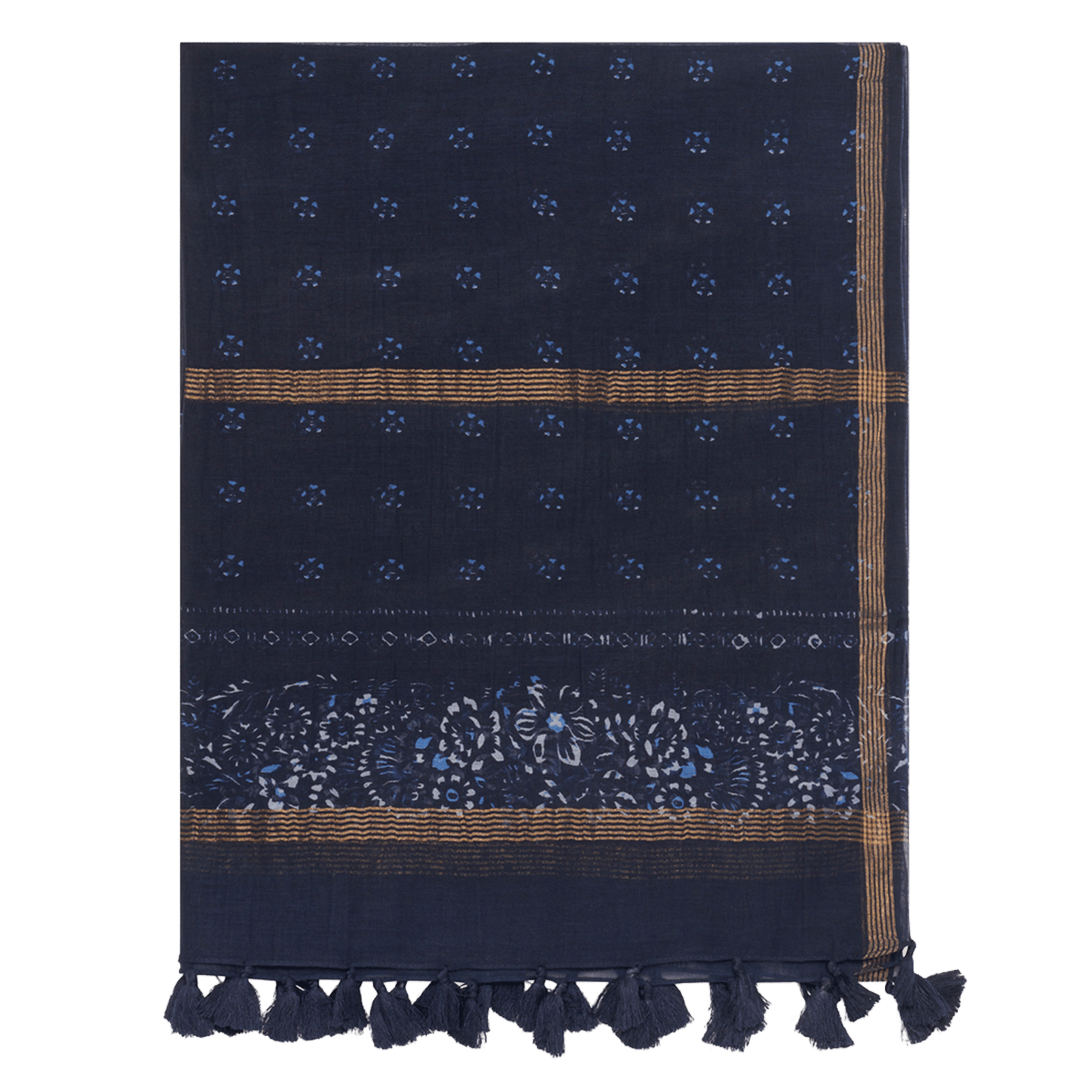 Cotton and silk pom-pom scarf GERARD DAREL Blue