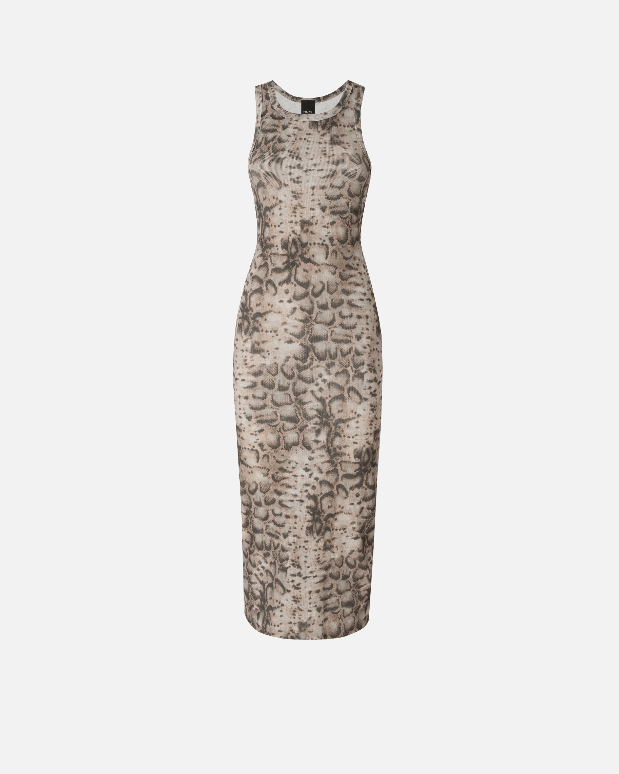 Robe midi côtelée ajustée à imprimé serpent PINKO Multicolore