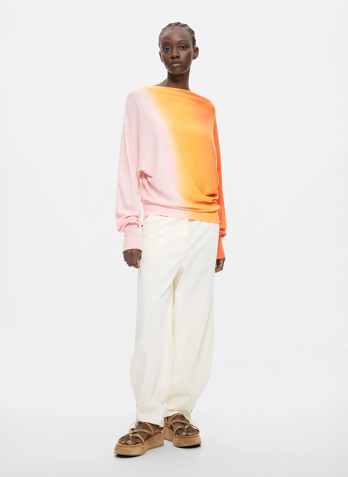Oversized trui met asymmetrische kraag DESIGUAL Oranje