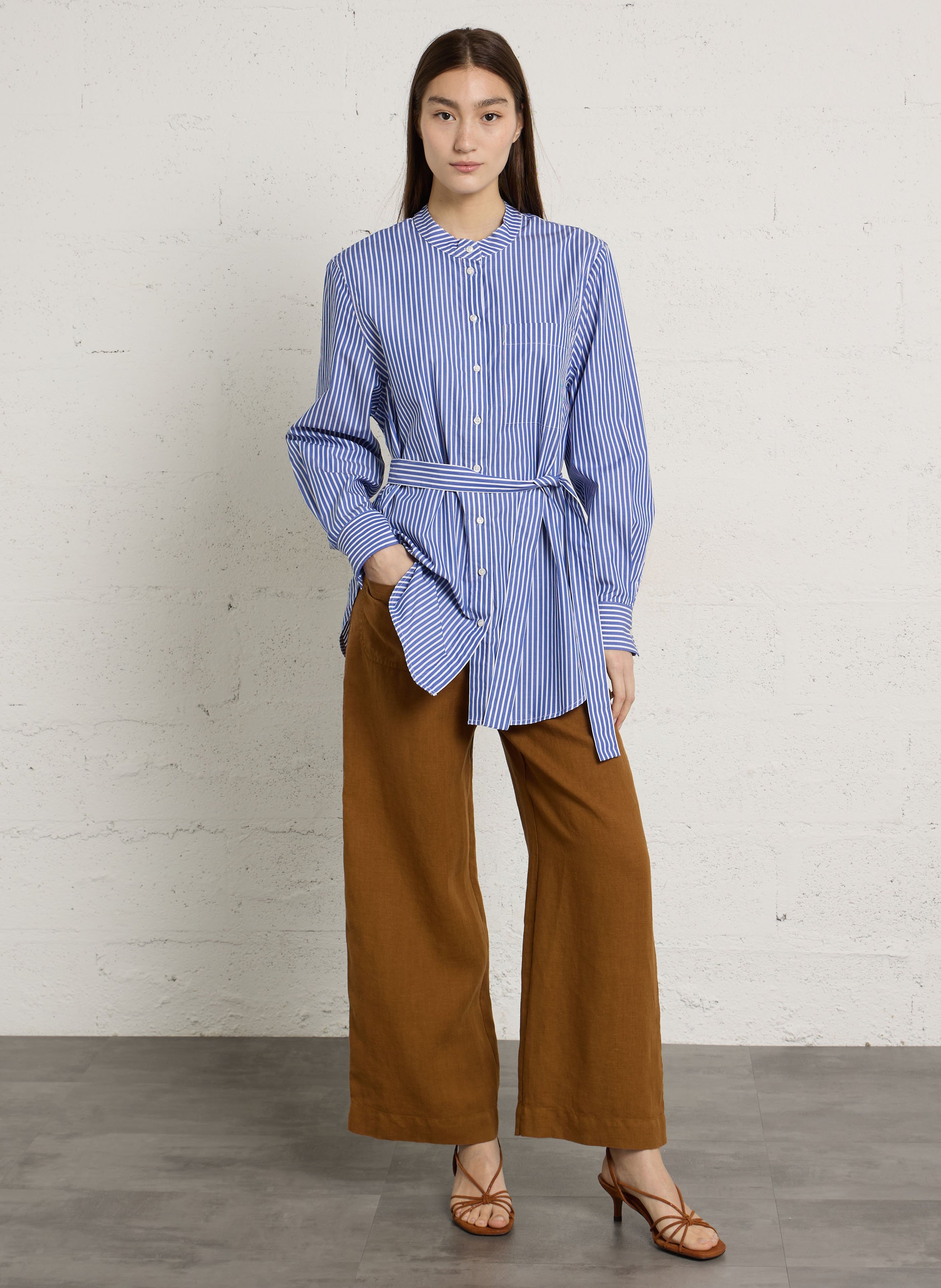 Rechte linnen pantalon BENSIMON Bruin