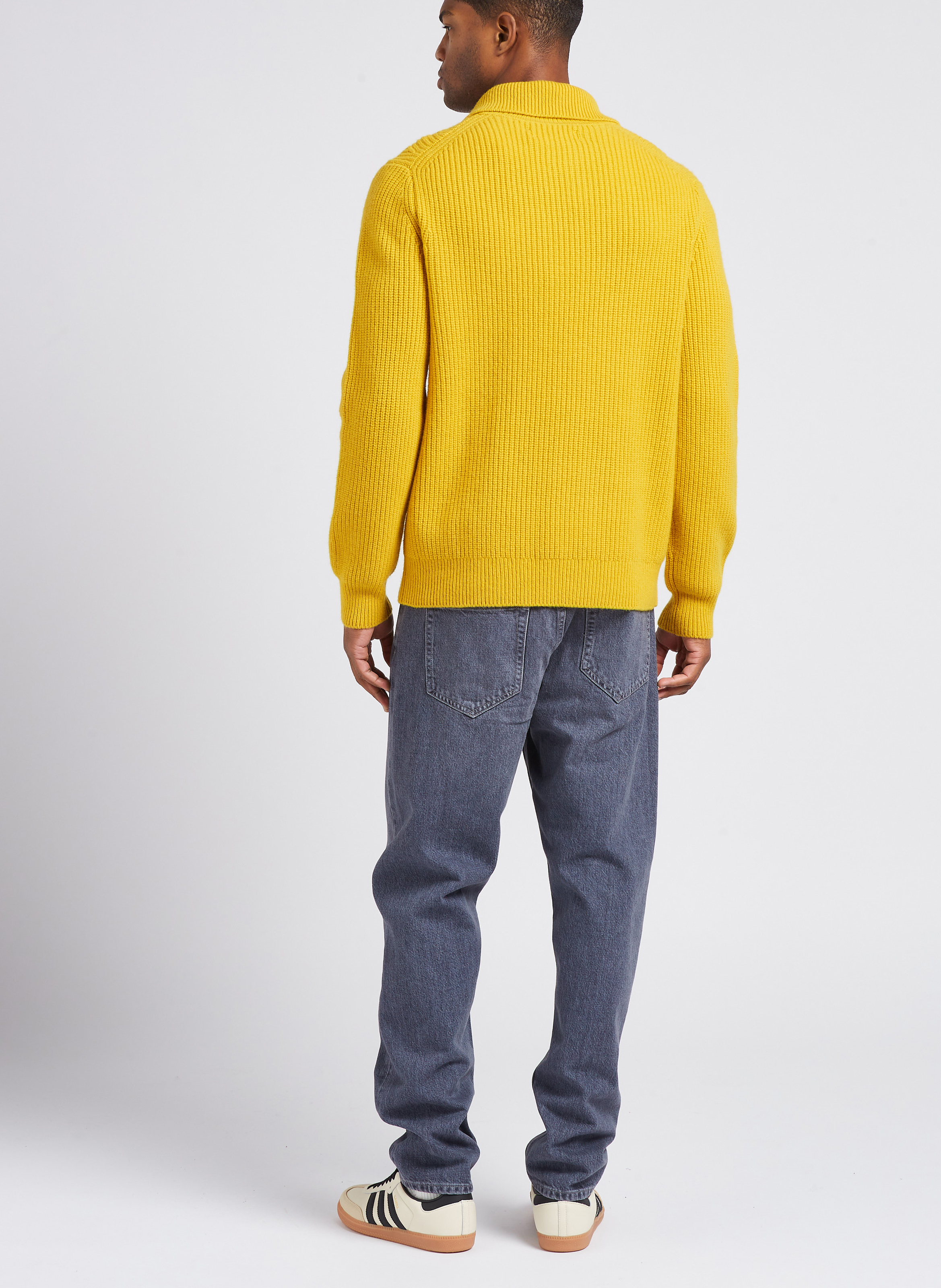 Pull regular col roulé zippé en laine mérinos SAMSOE SAMSOE Jaune