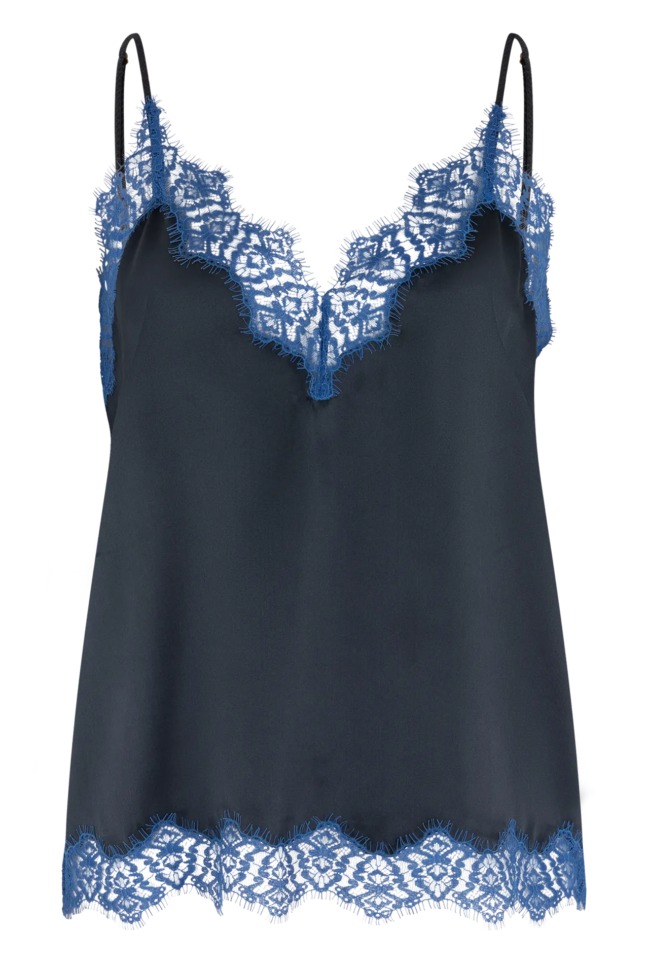 Seidentop mit Spitze LOVE STORIES Blau