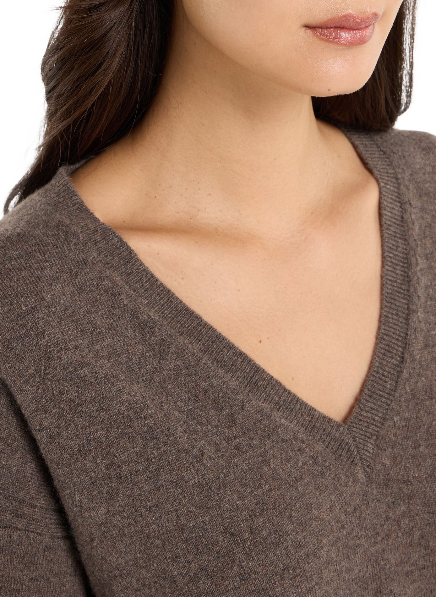 Cashmere straight round neck sweater by sevene SAISON 1865 Brown