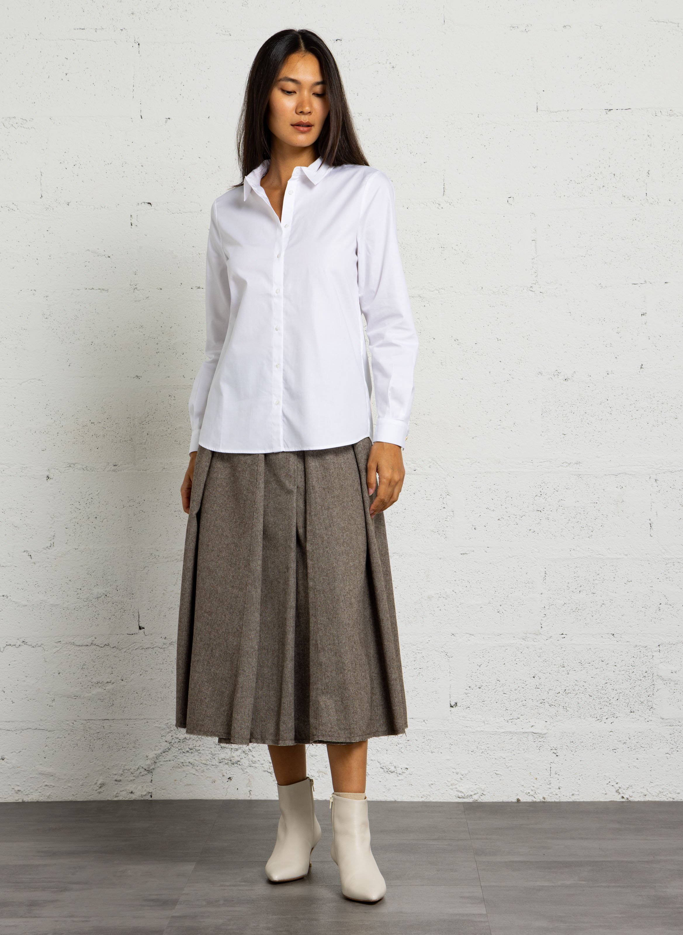 Chemise droite col cassique en coton MAISON 123 Blanc