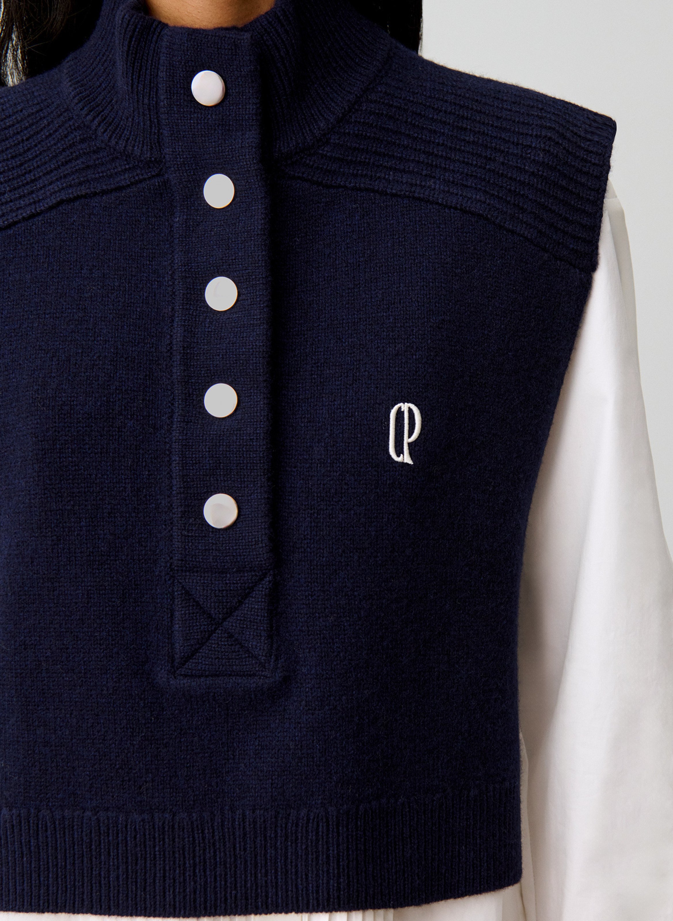 Plastron col montant boutonné en laine CLAUDIE PIERLOT Bleu