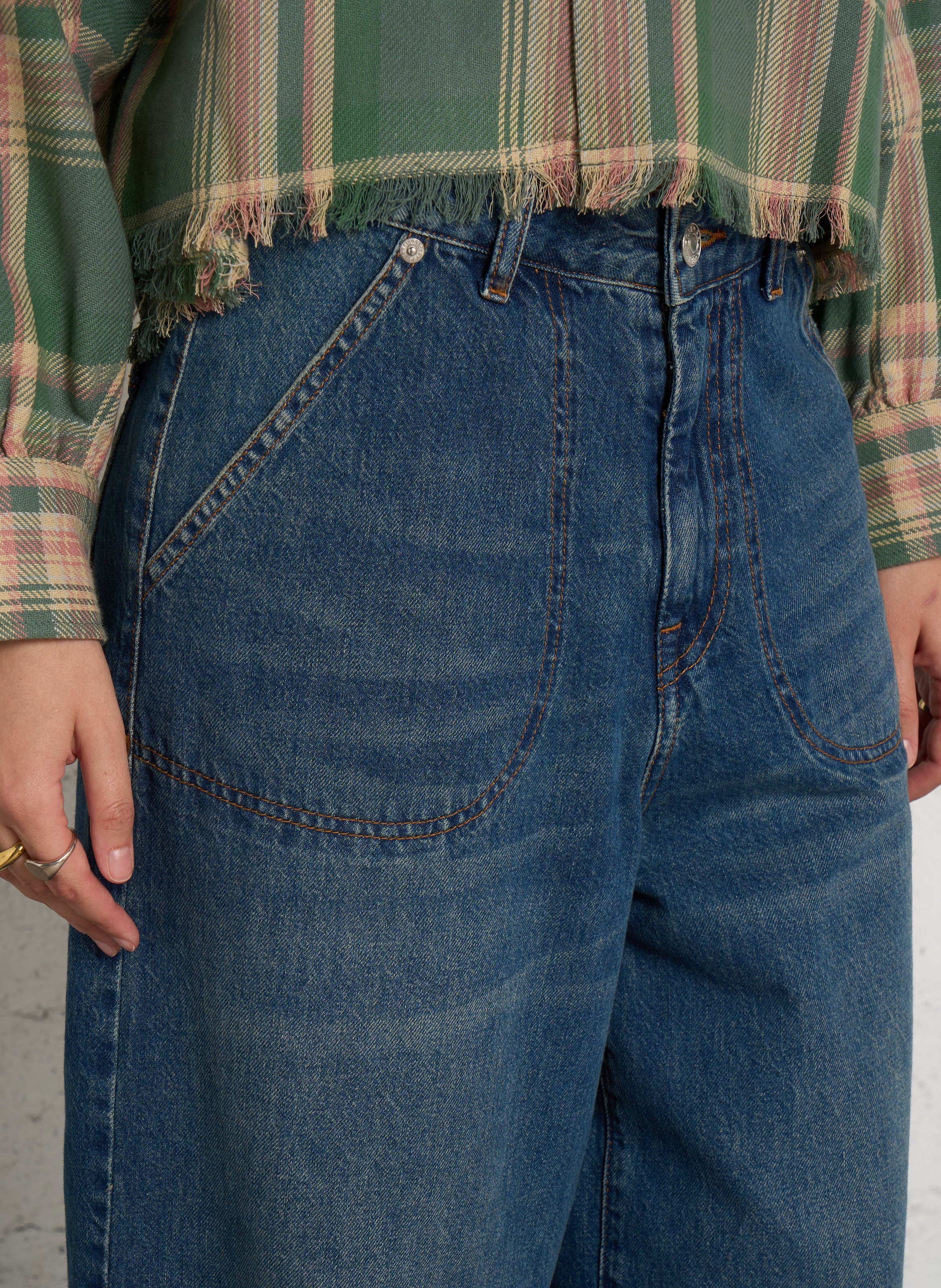 Wijde, rechte, katoenen jeans BELLEROSE Blauw
