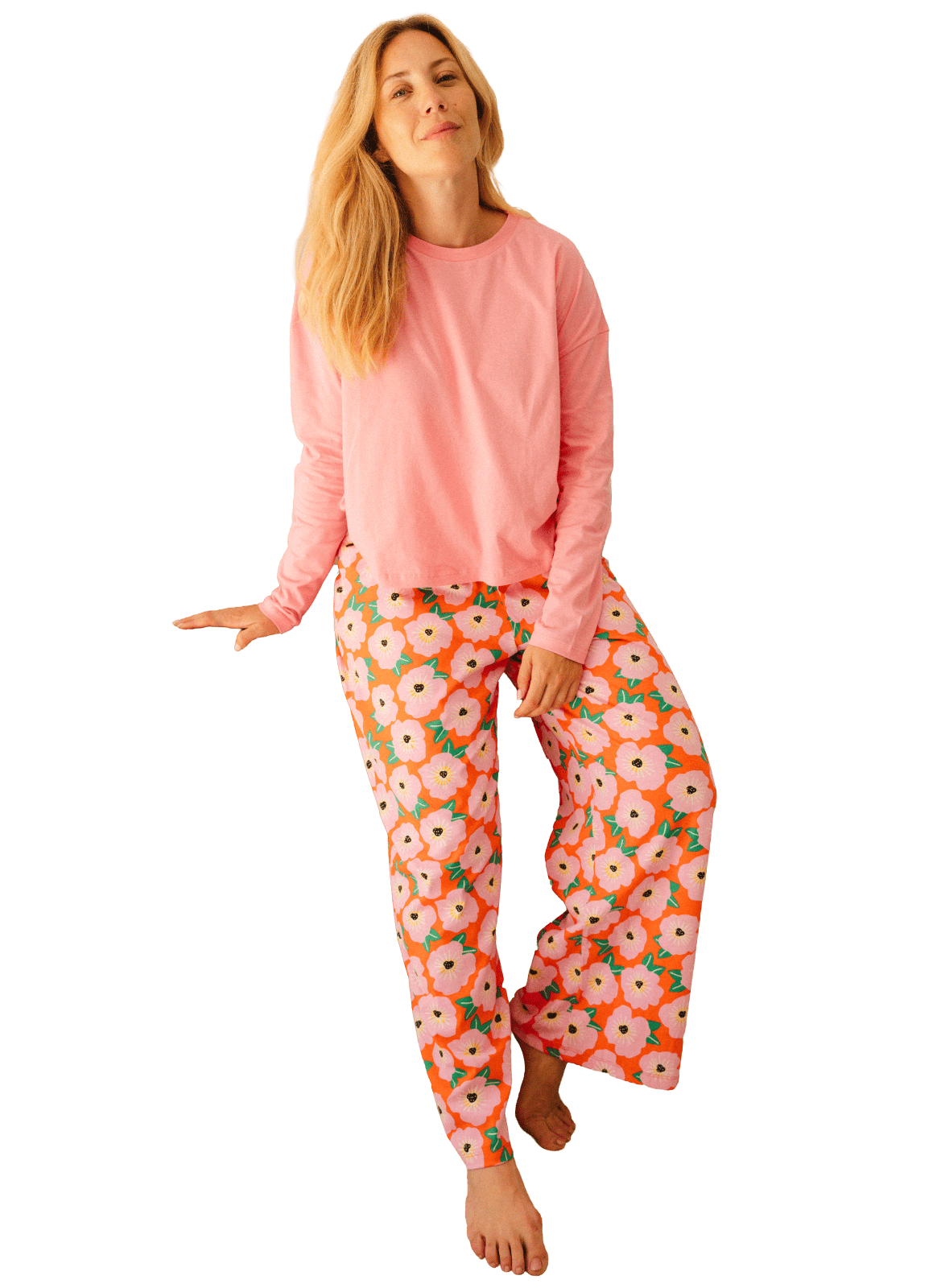 Ensemble de pyjama long ample imprimé WE ARE JOLIES Orange