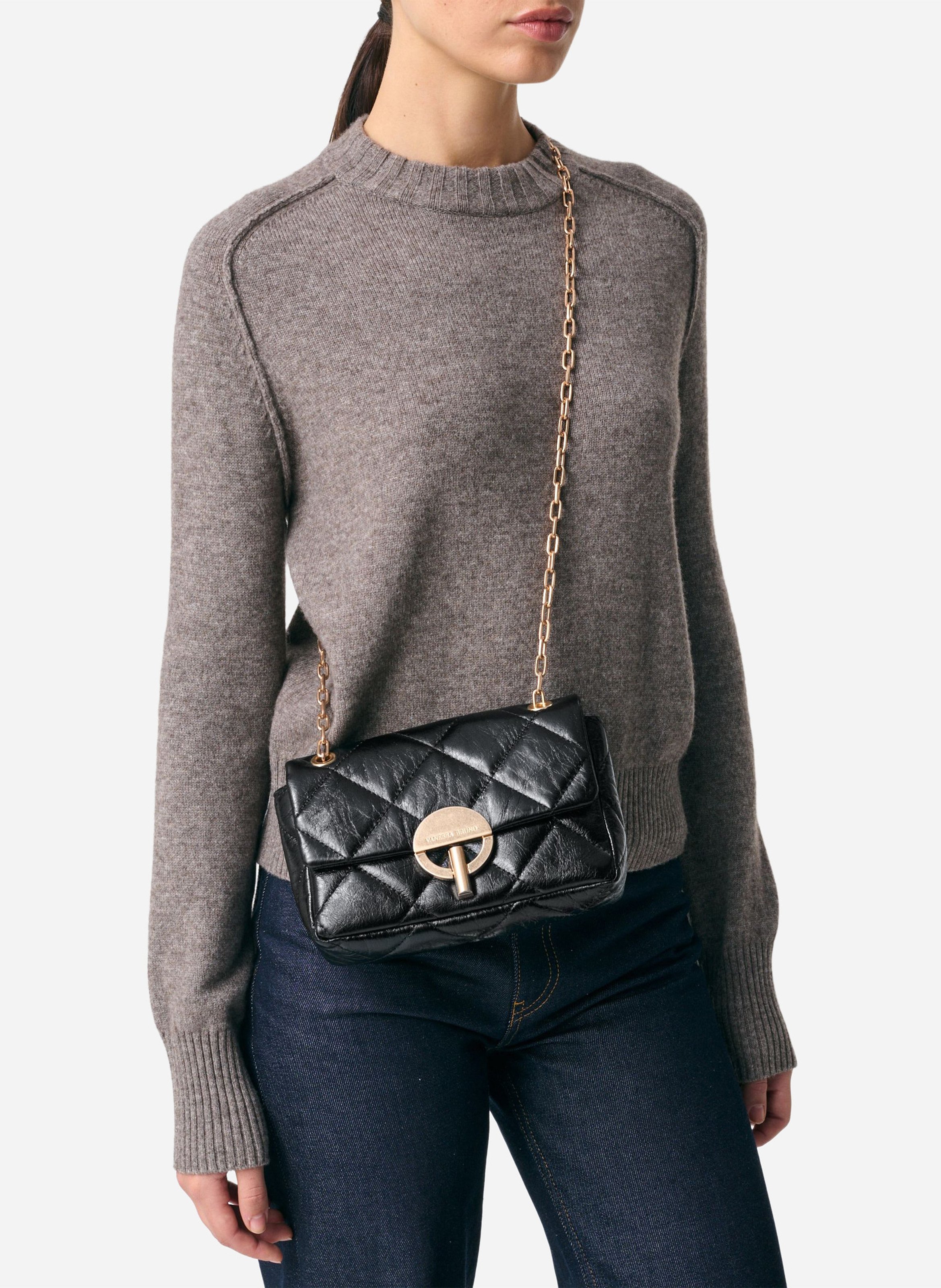 Sac bandoulière en cuir VANESSA BRUNO Noir