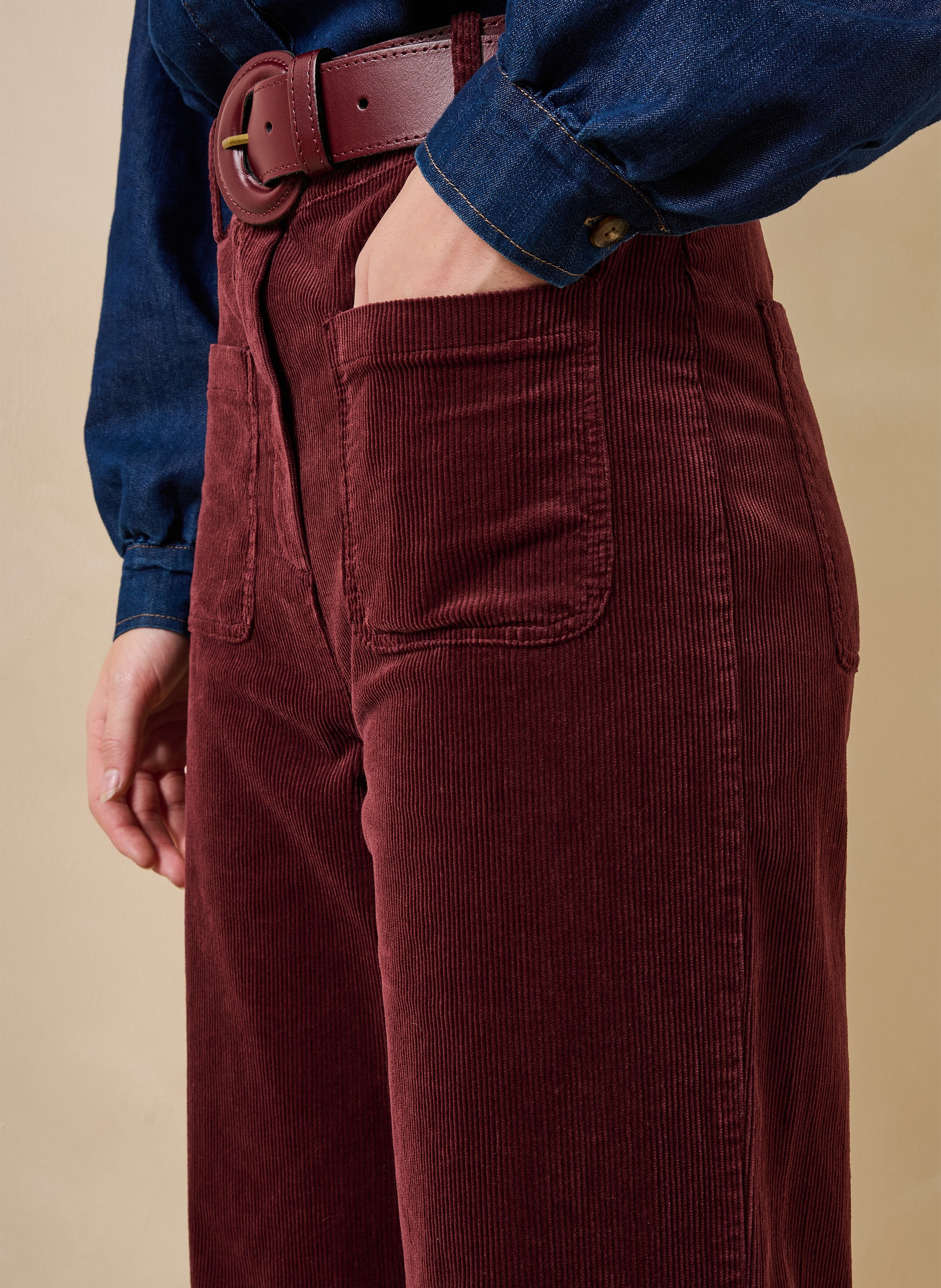 Weite Hose aus Baumwollmix mit hohem Bund LA FEE MARABOUTEE Rot