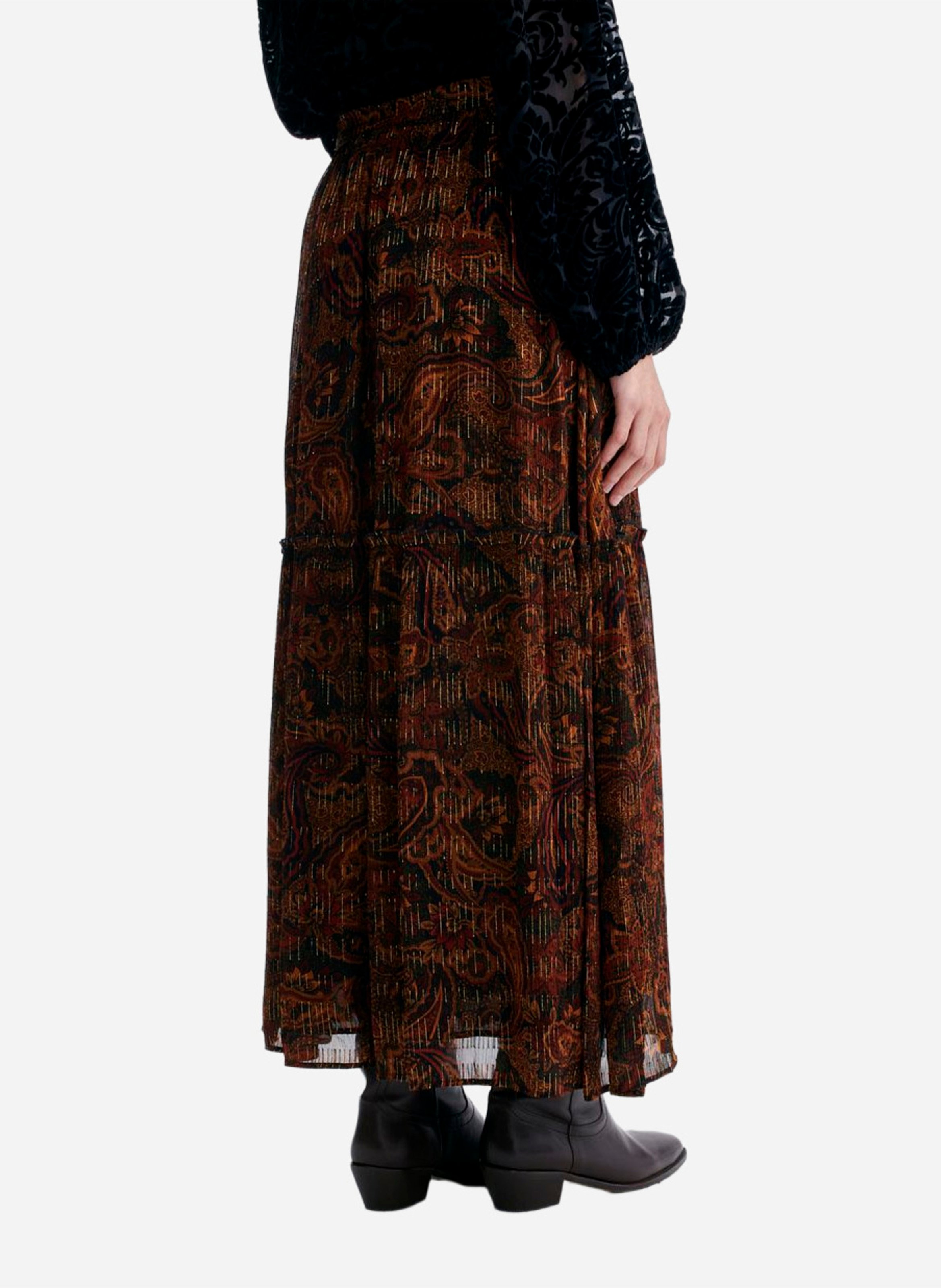 Printed high-waisted flared skirt VANESSA BRUNO Brown