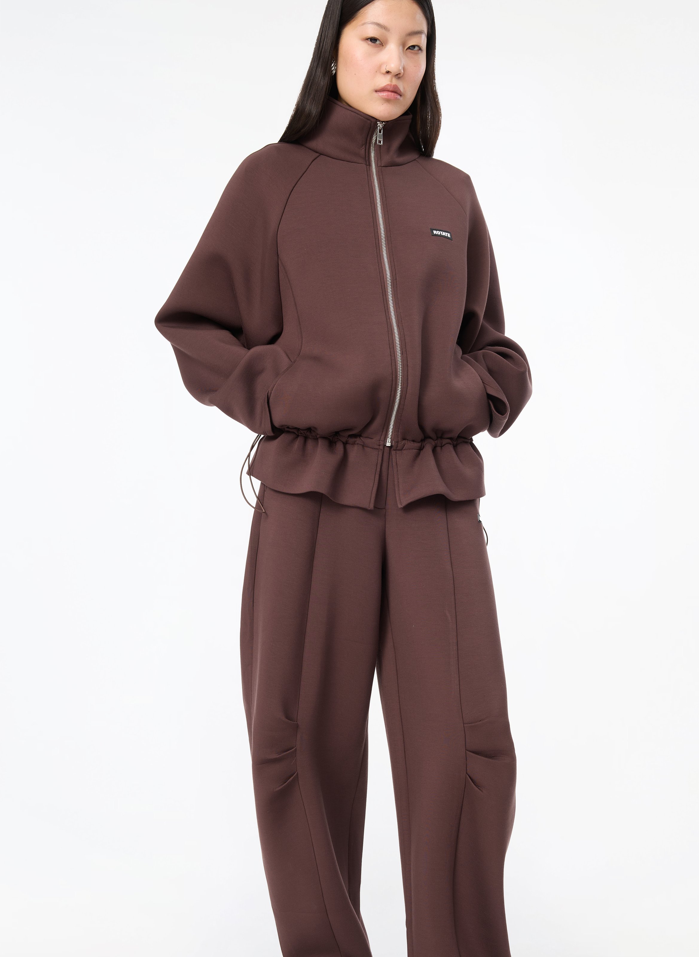 Solid-color adjustable relaxed-fit jacket ROTATE Brown