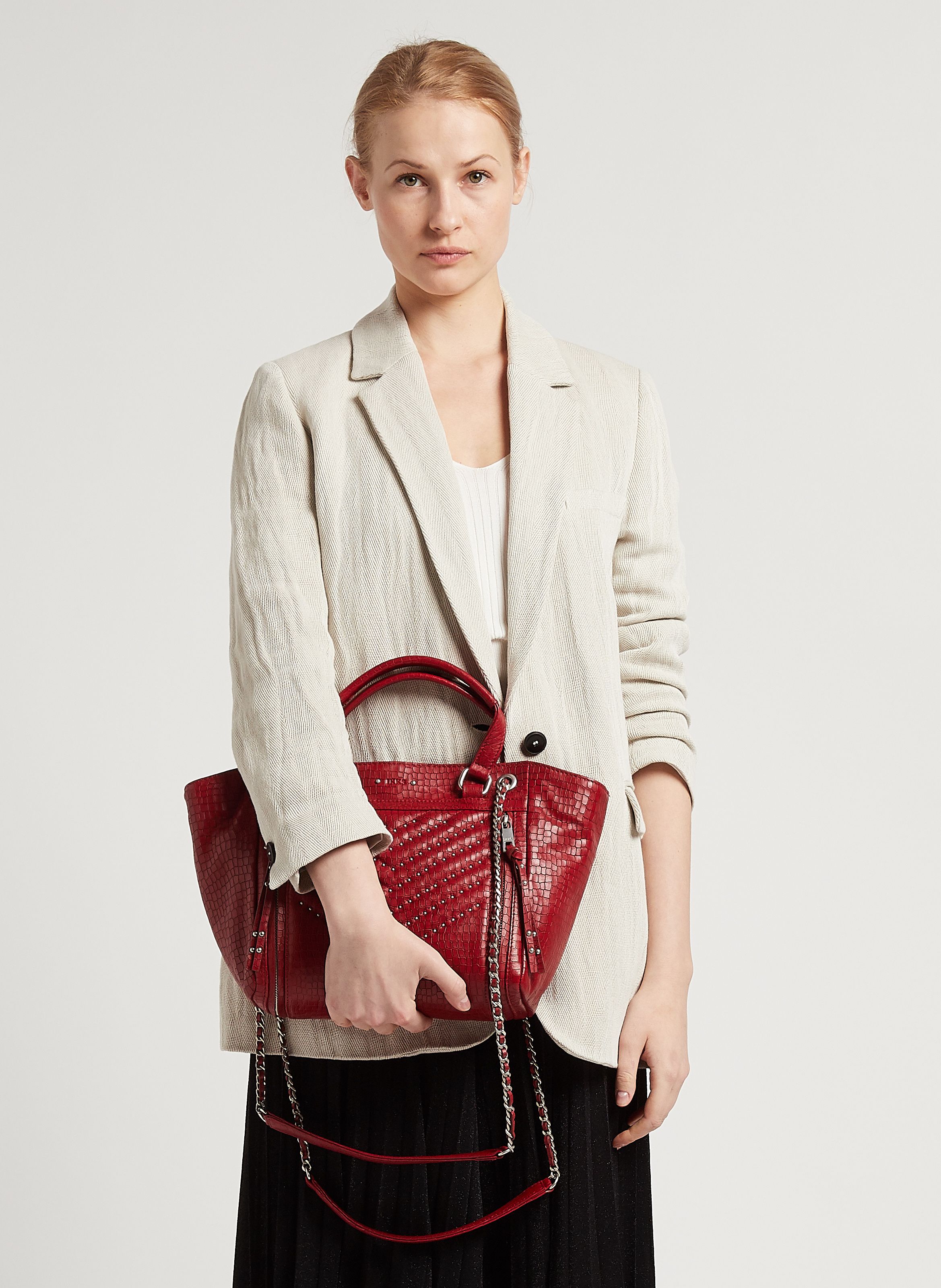 Sac a discount main rouge croco