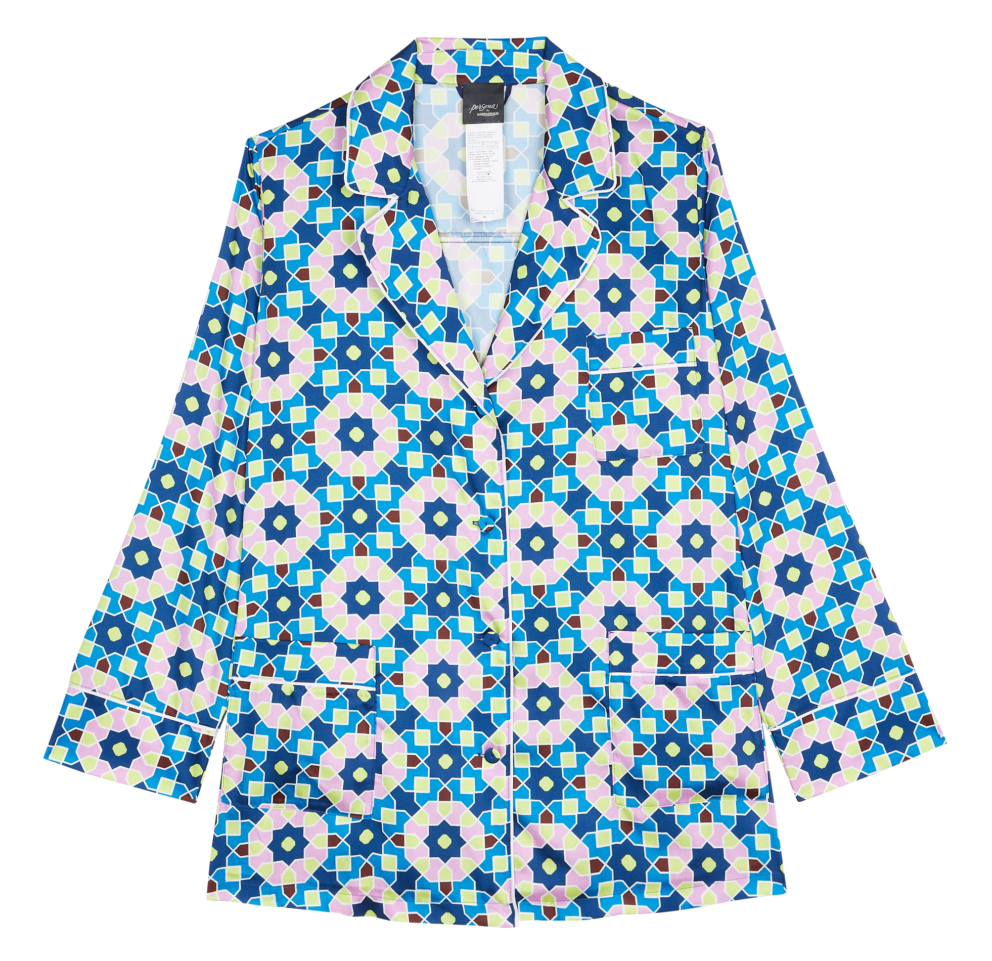 Very light printed jersey jacket with tailored collar PERSONA by Marina Rinaldi Blue