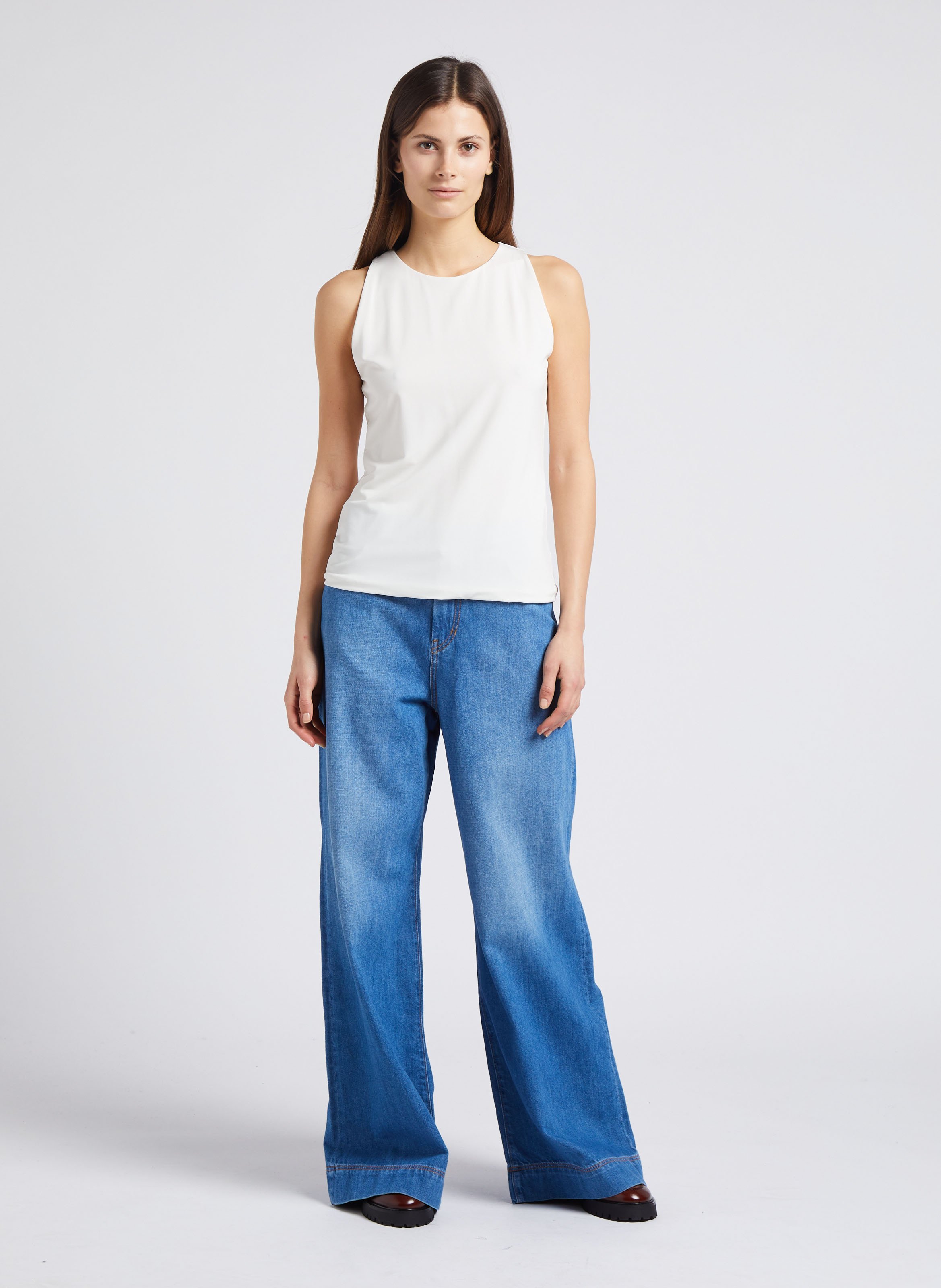 Straight-cut round-neck Top MAX MARA LEISURE White