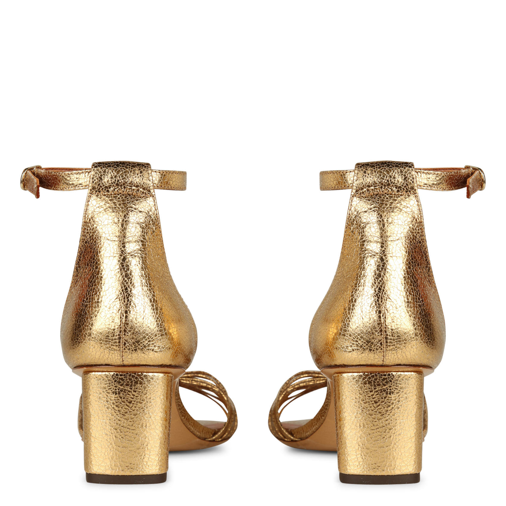 Sandales à talon en cuir métallisé RIVECOUR Doré