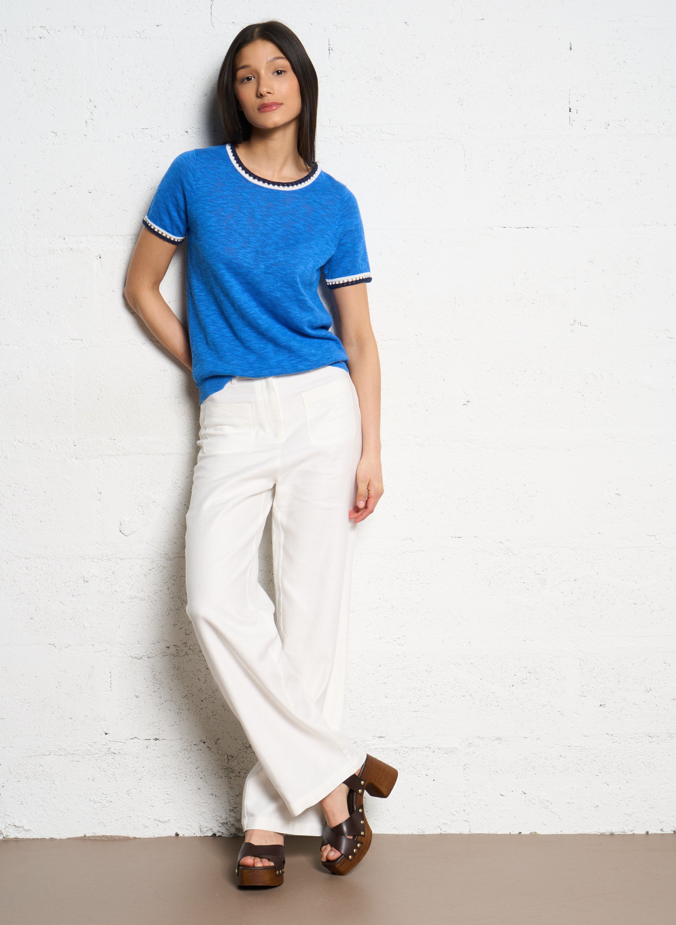 High-rise flared cotton-blend jeans LA PETITE ETOILE Beige