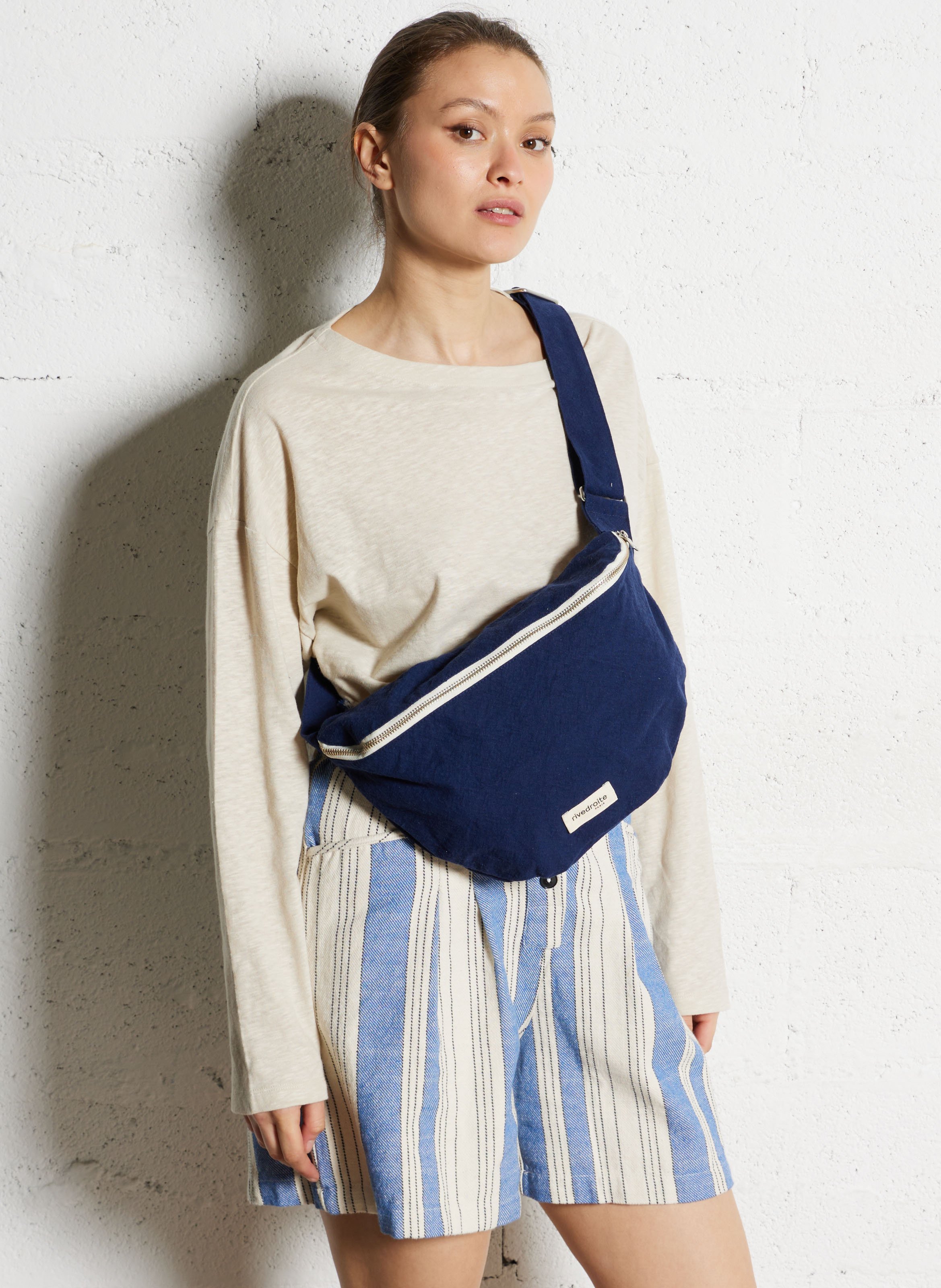 Recycled cotton waist bag RIVEDROITE PARIS Blue