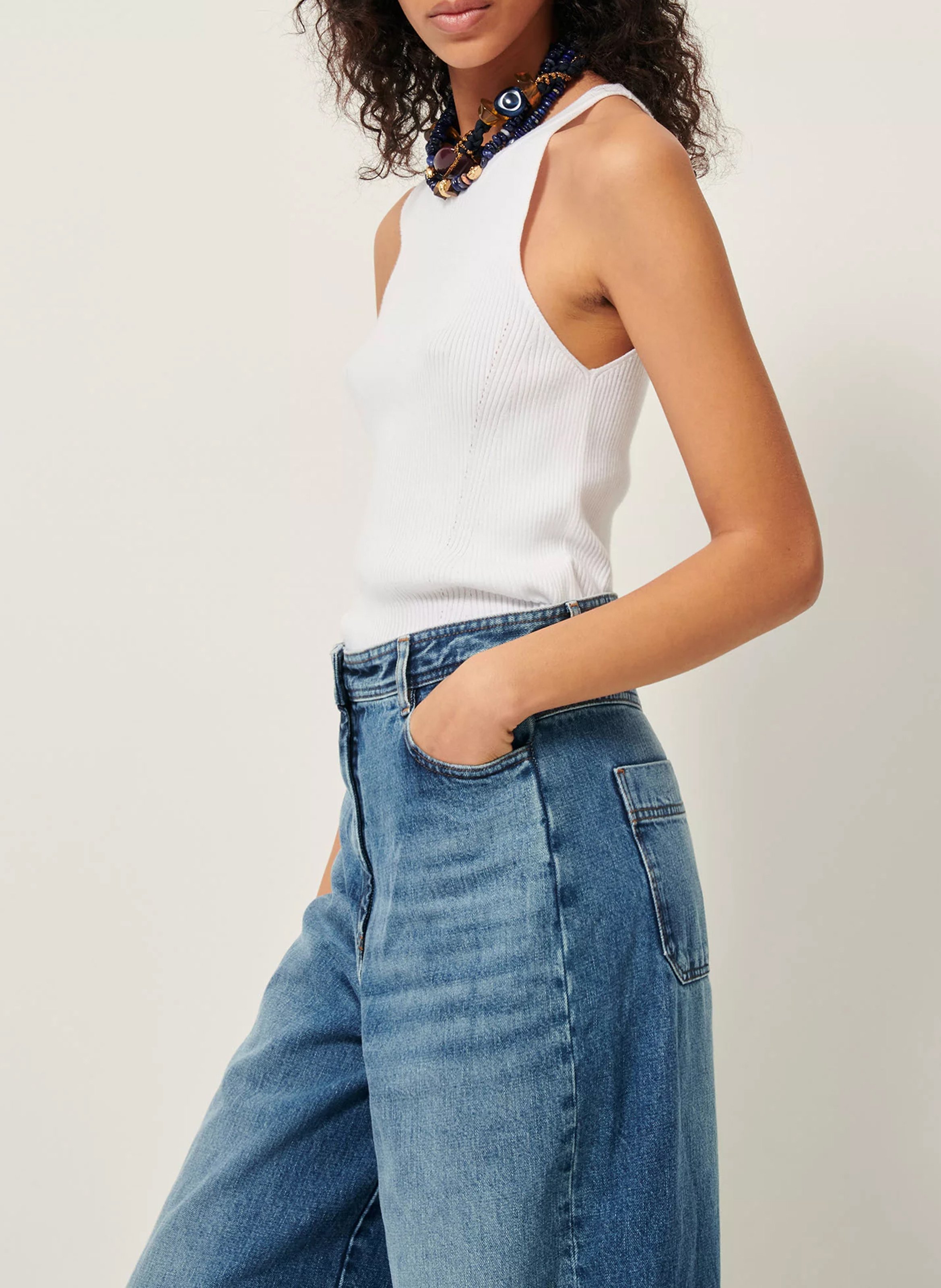 Fitted cotton tank top SESSUN White