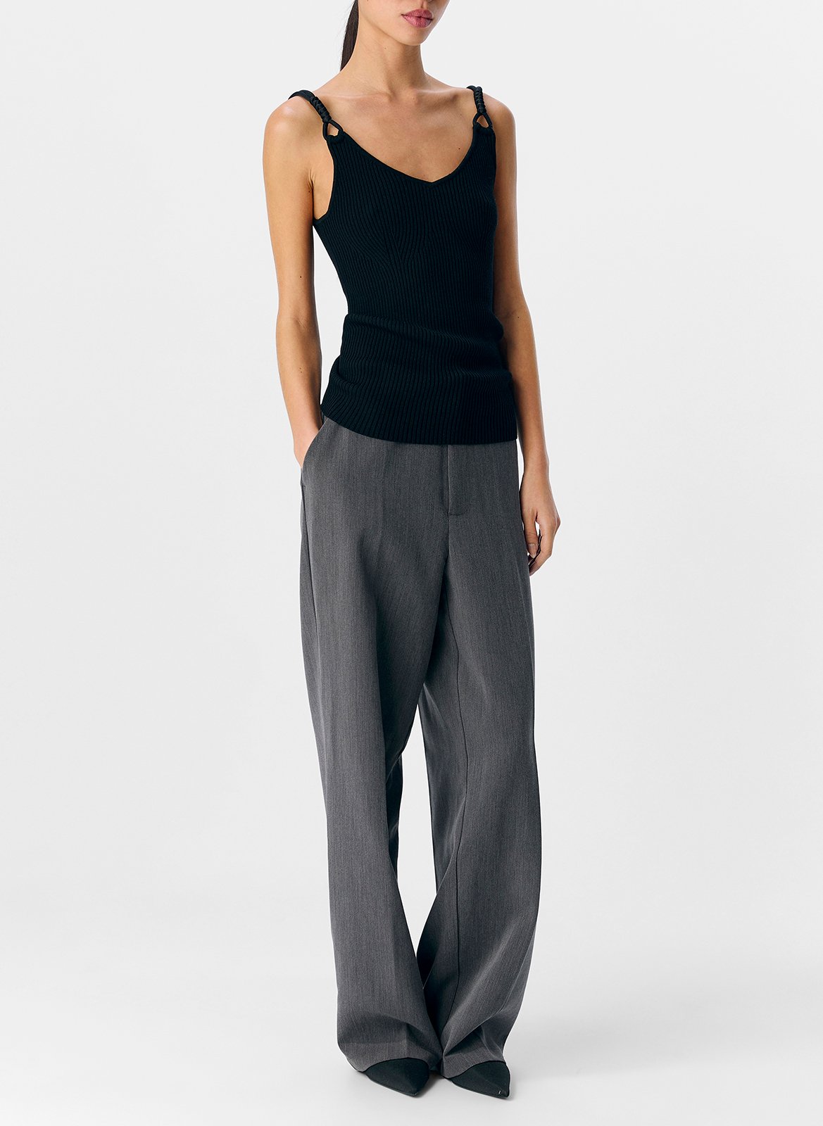 Sleeveless V-neck top OBJECT Black