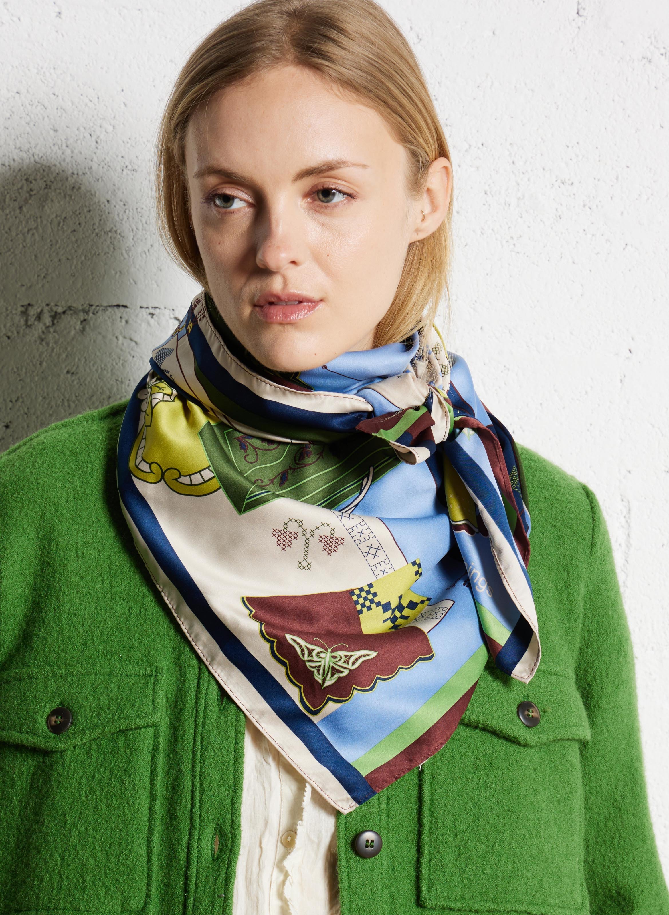 Foulard imprimé satiné NICE THINGS Bleu