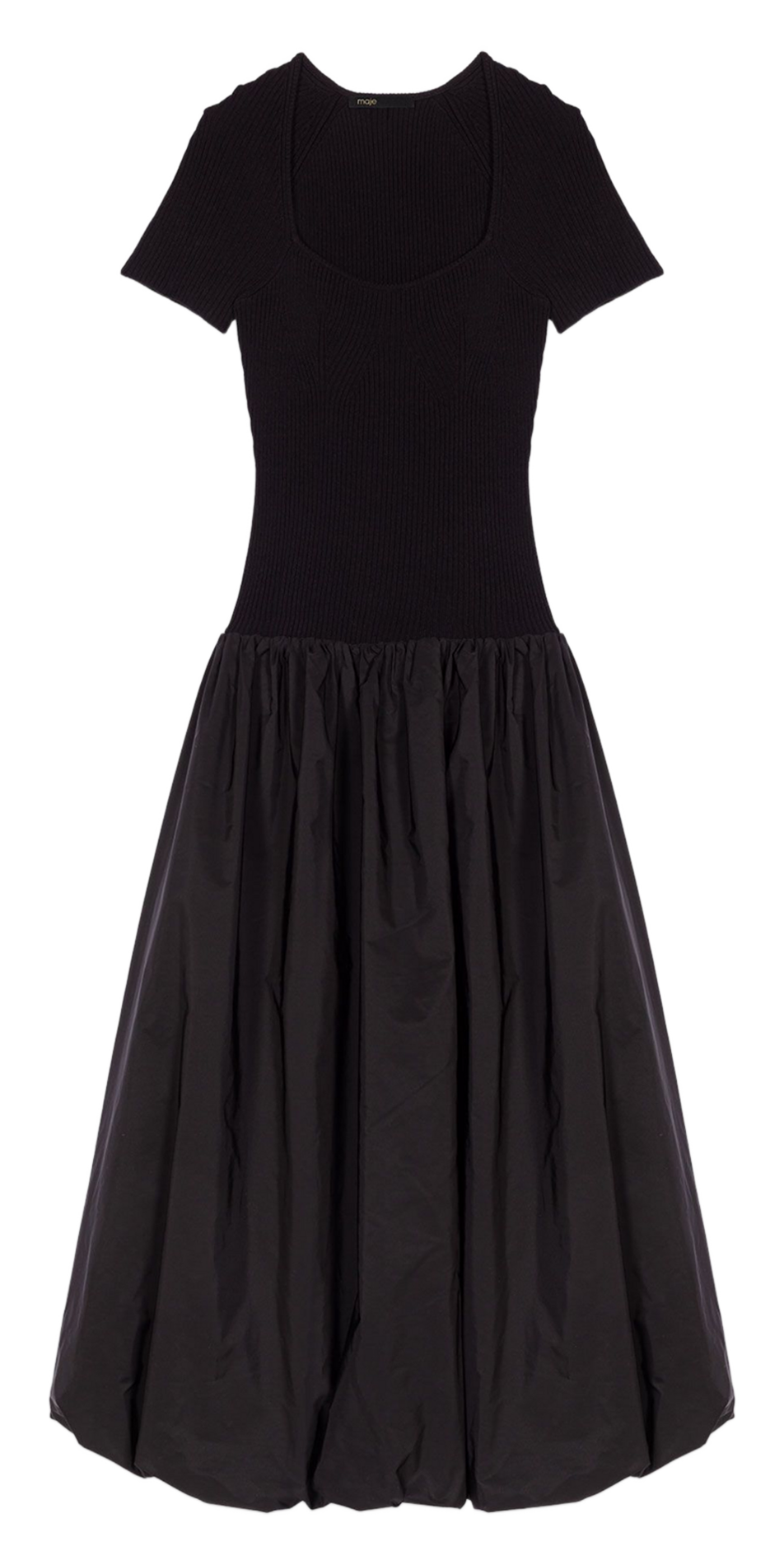 Square Neck Midi Skater Dress MAJE Black