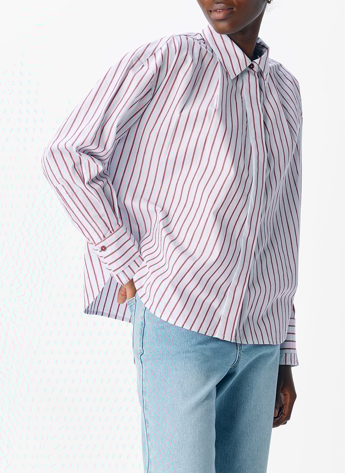 Chemise à rayures en coton OBJECT Bleu