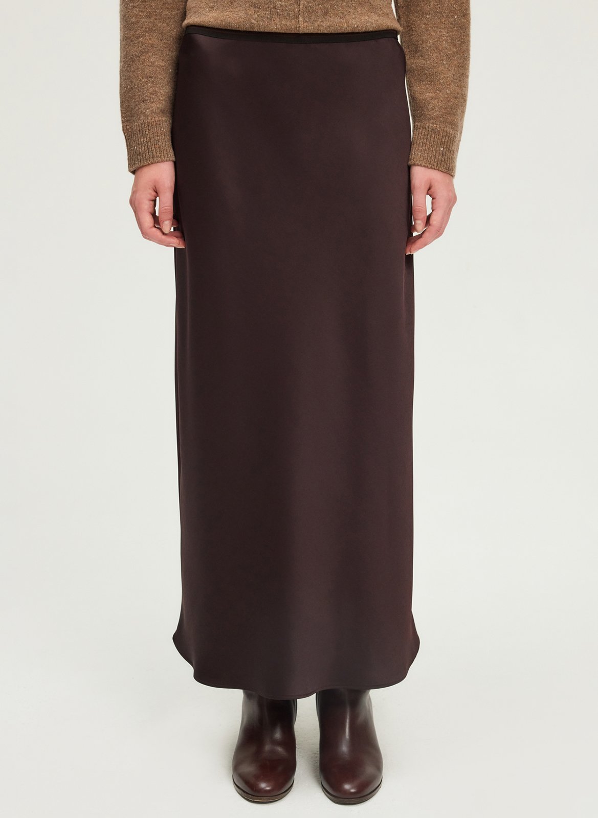 Long satin skirt PABLO Brown