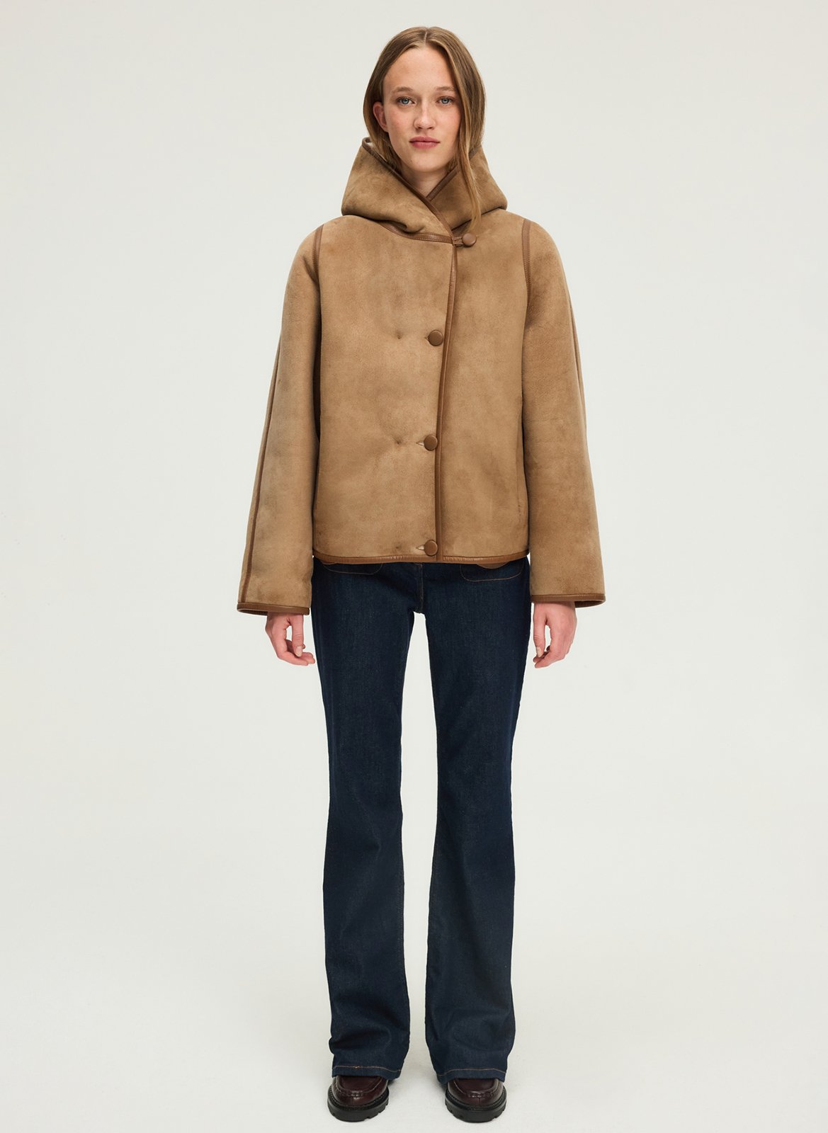 Straight suede leather coat PABLO Brown