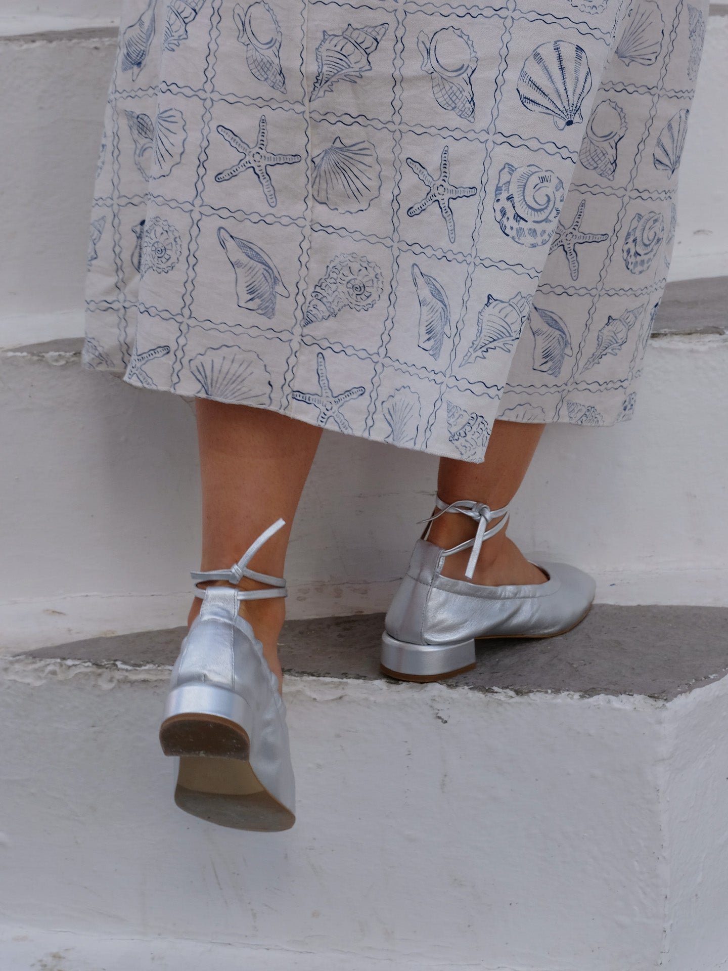 Metallic leather ballet pumps EMZI PARIS Silver