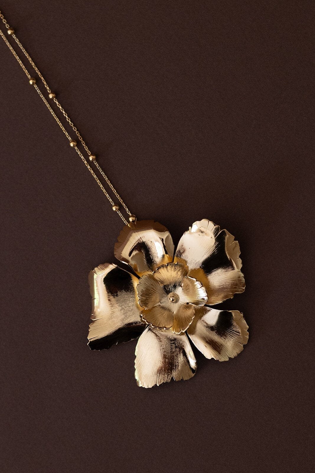 Silver-plated flower long necklace MONSIEUR SIMONE Golden