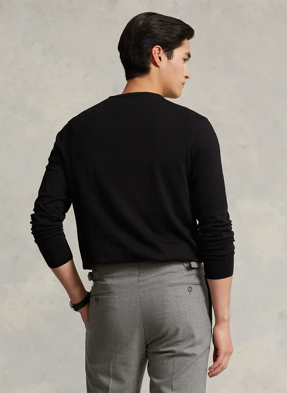 Slim-fit pima cotton sweater with Pony Player and round collar POLO RALPH LAUREN Black