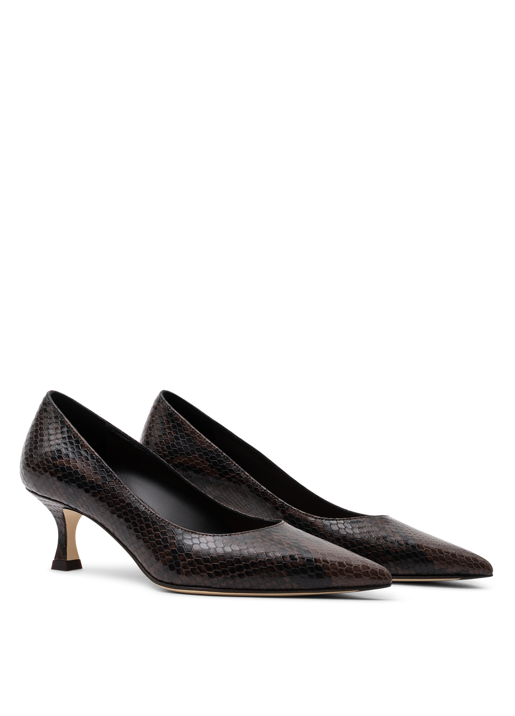 Printed espresso leather pumps PARALLELE PARIS Brown