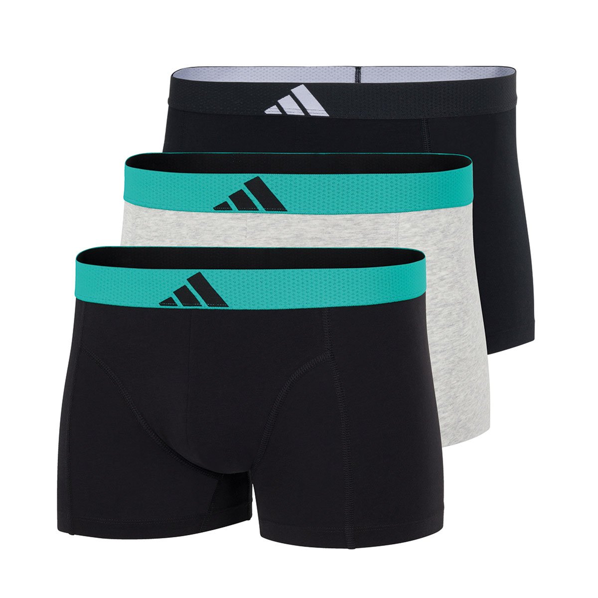 Set of 3 men's active flex cotton body boxers by Adidas Sport ADIDAS UNDERWEAR Black