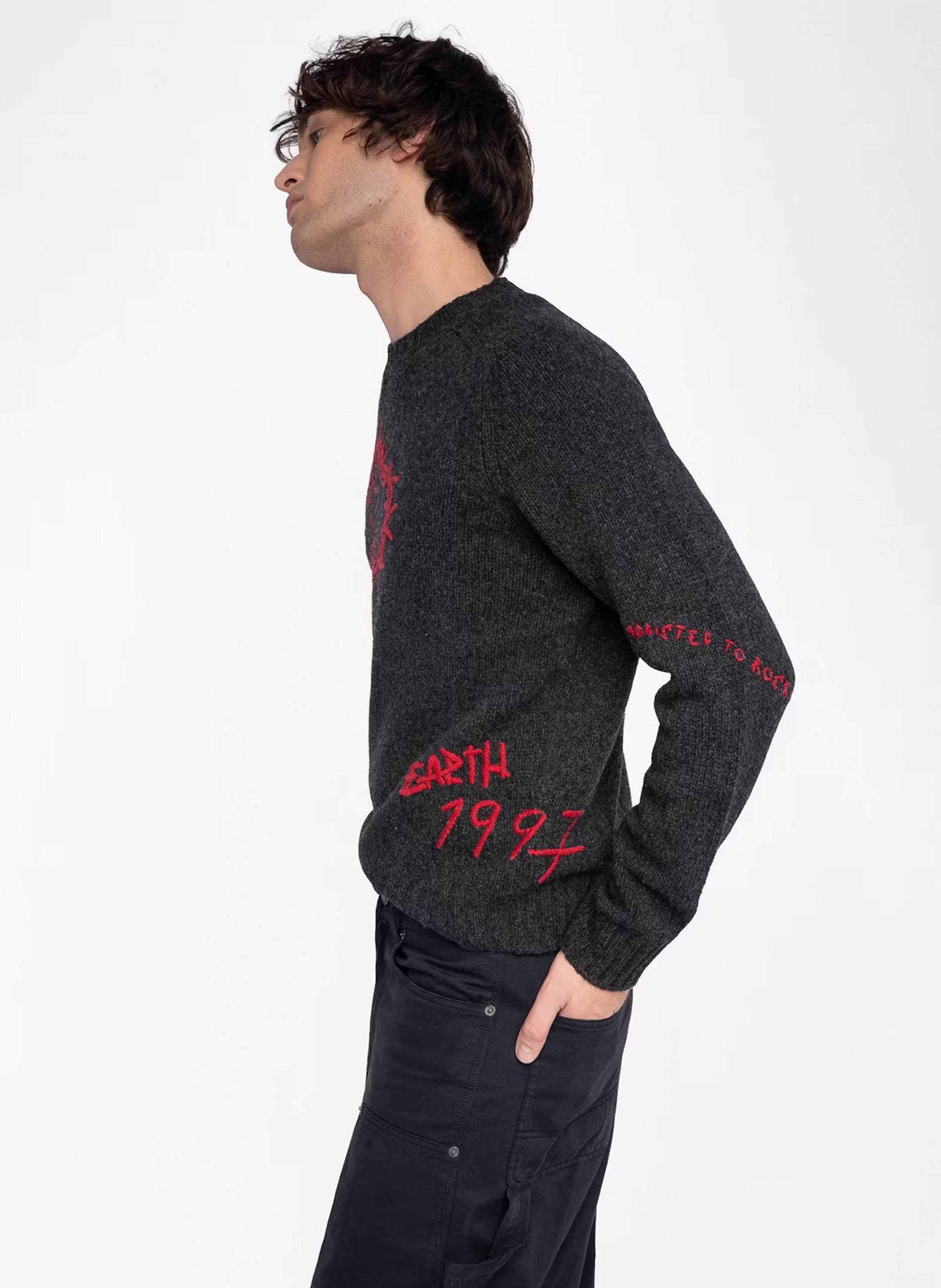 Gerade geschnittener Rundhalspullover aus Wolle ZADIG&VOLTAIRE Grau