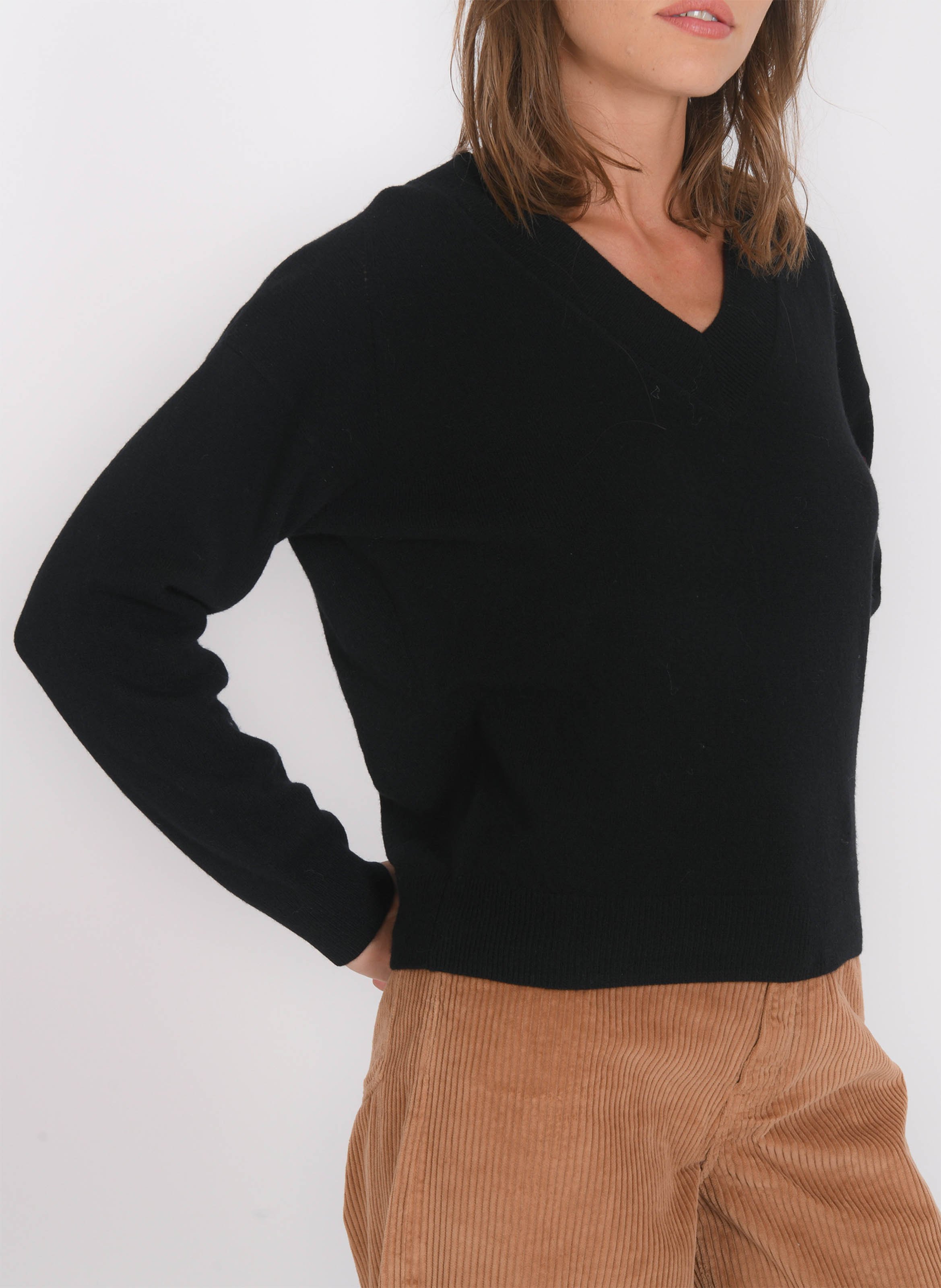 Weiter Pullover aus Wolle und Kaschmir mit V-Ausschnitt KOOKAI Schwarz