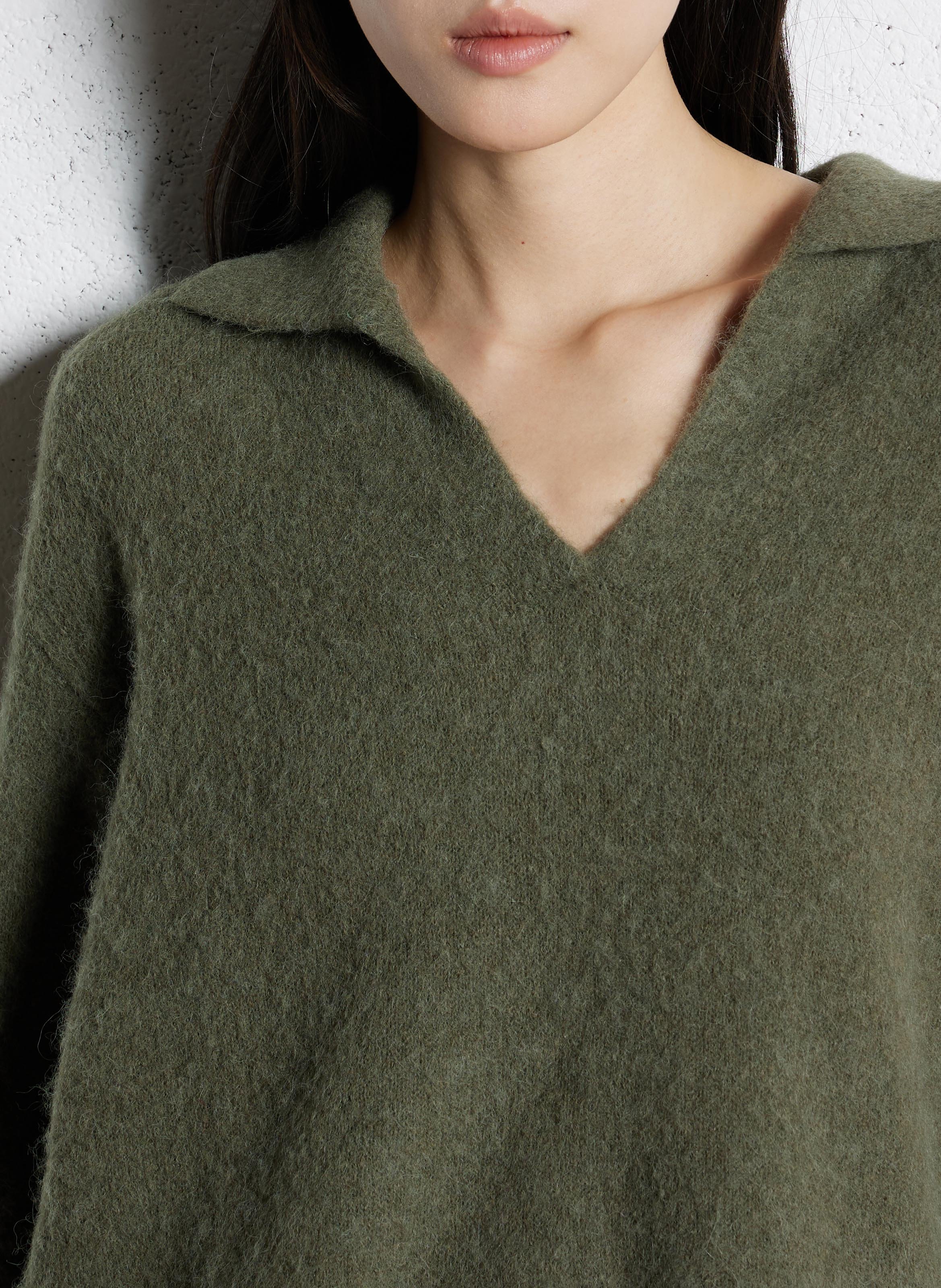 Pull col polo en laine mélangée PLEASE Kaki