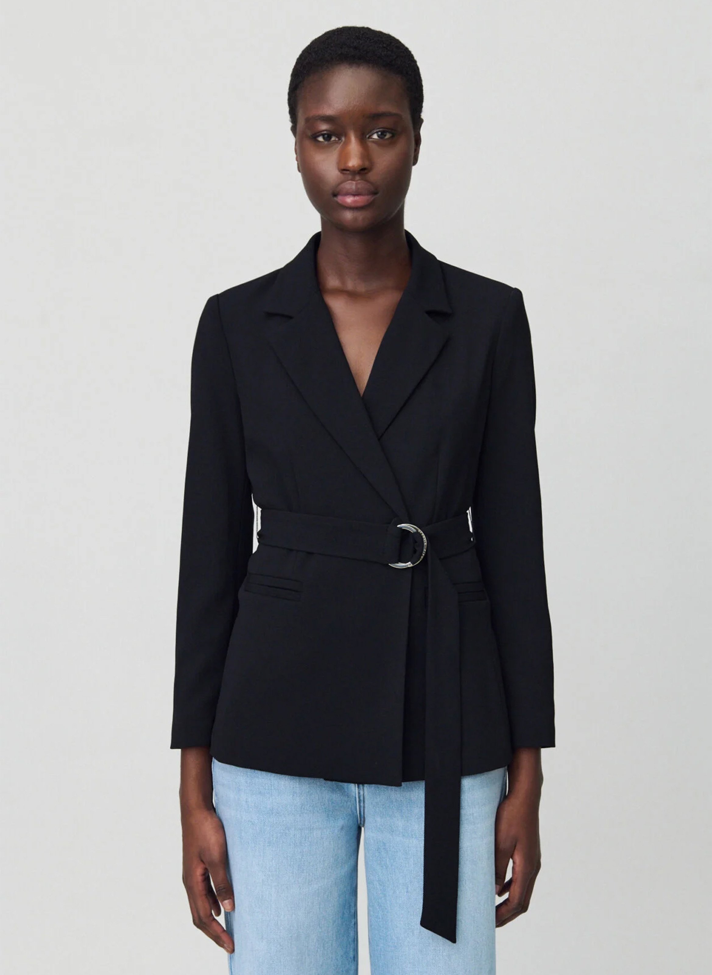 Fitted long-sleeved tailored jacket CLAUDIE PIERLOT Black