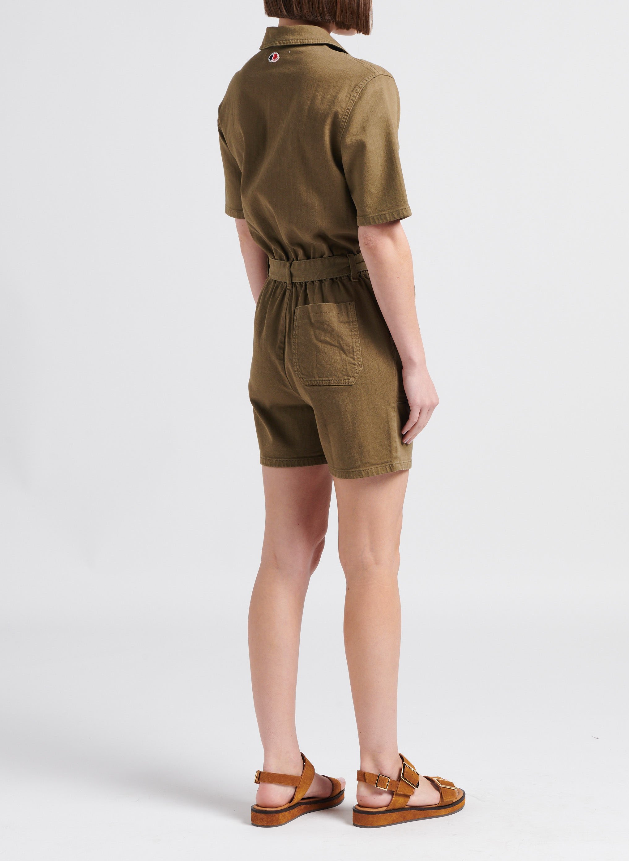Playsuit met klassieke kraag | katoenblend LA PETITE FRANCAISE Groen