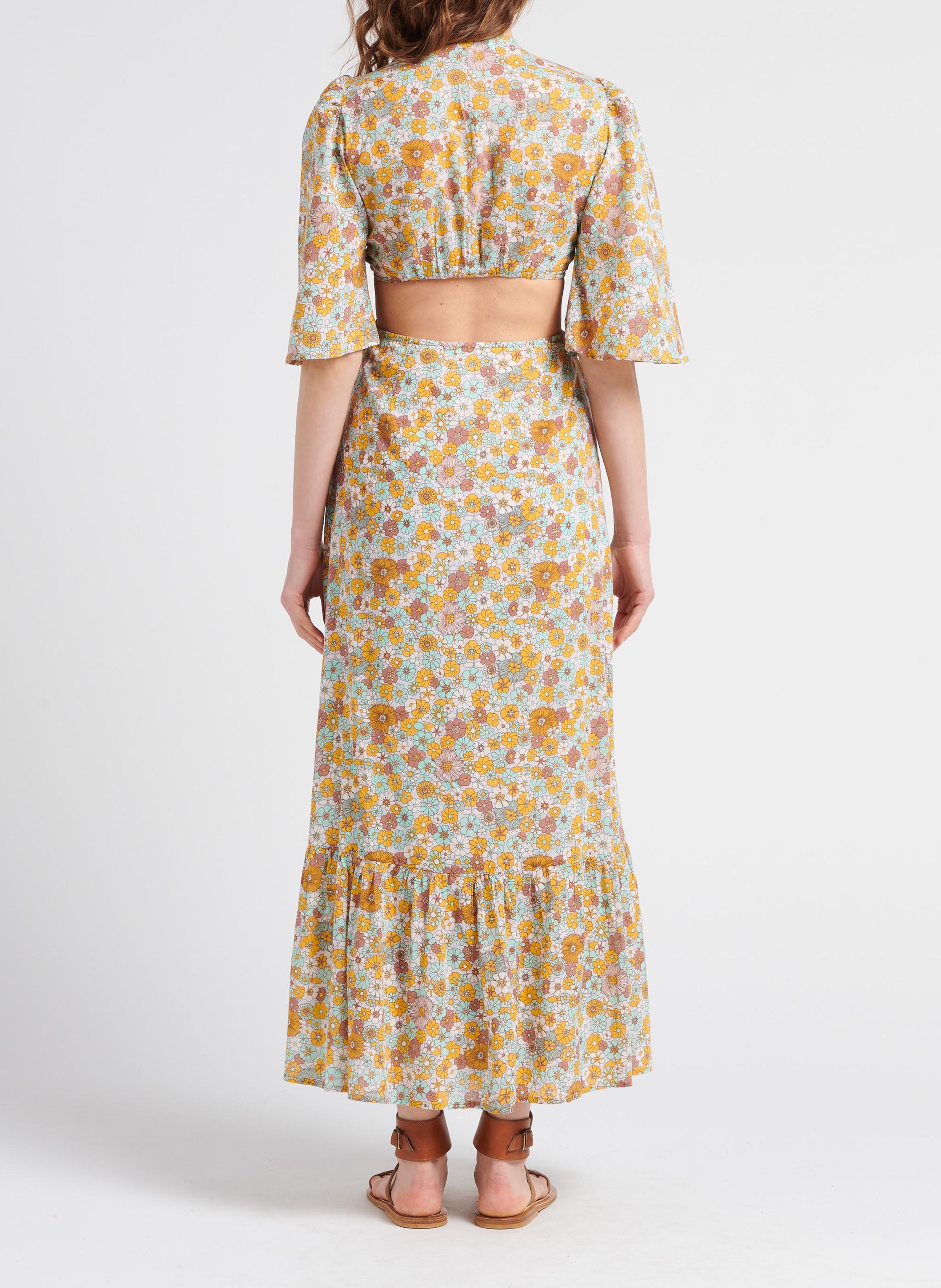 Robe longue à découpes en coton  ANTIK BATIK Multicolore