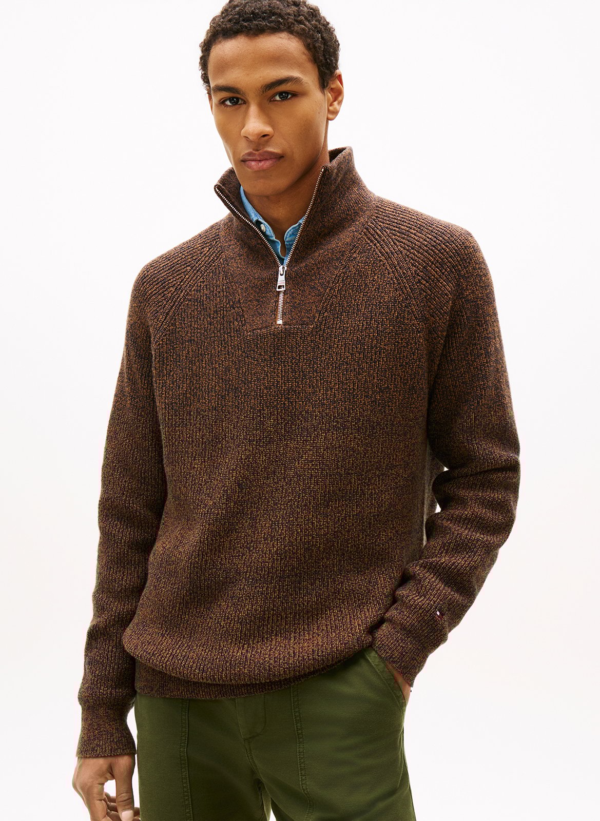 Straight high-neck knitted sweater TOMMY HILFIGER Brown