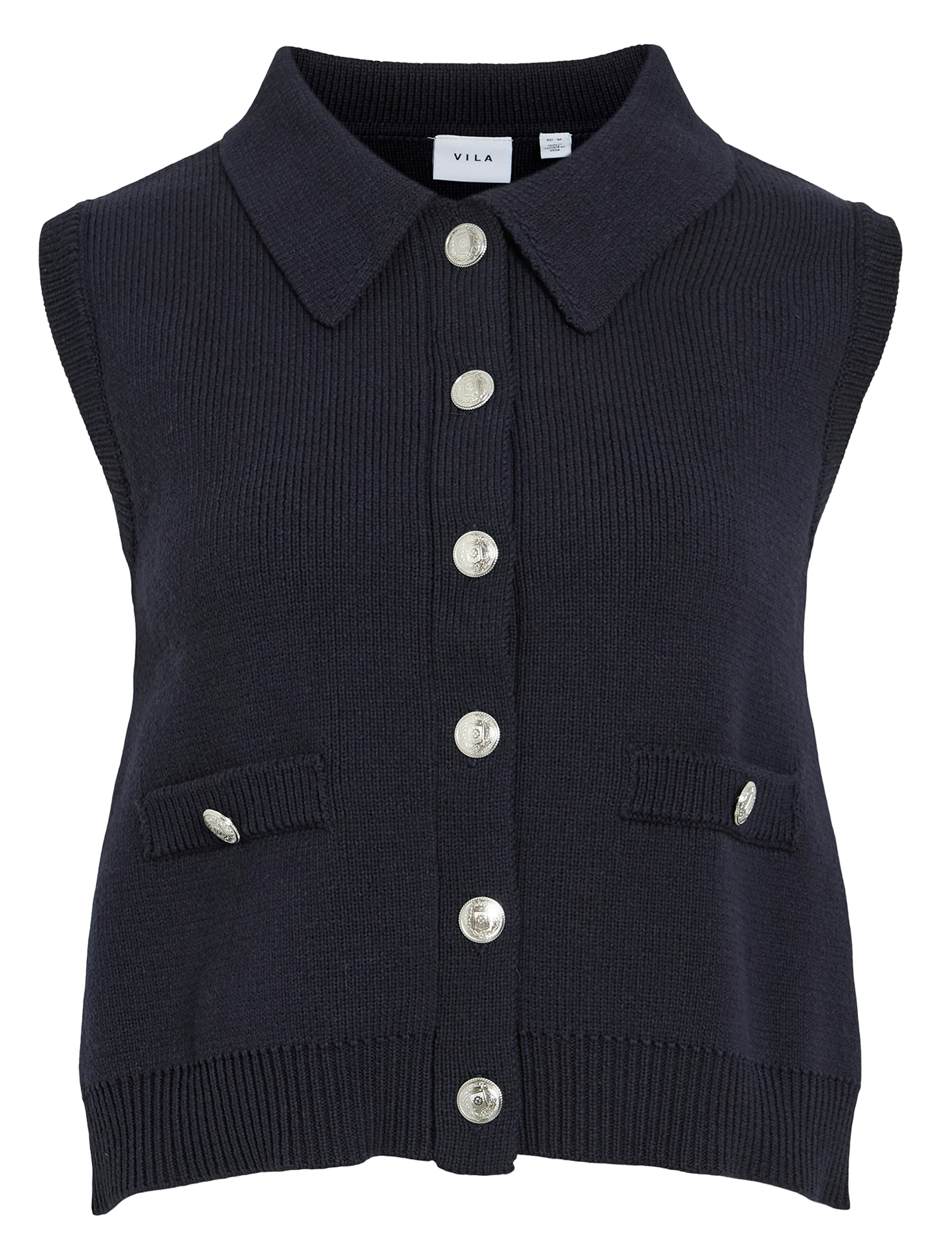 Vest met klassieke kraag - katoenblend VILA Blauw