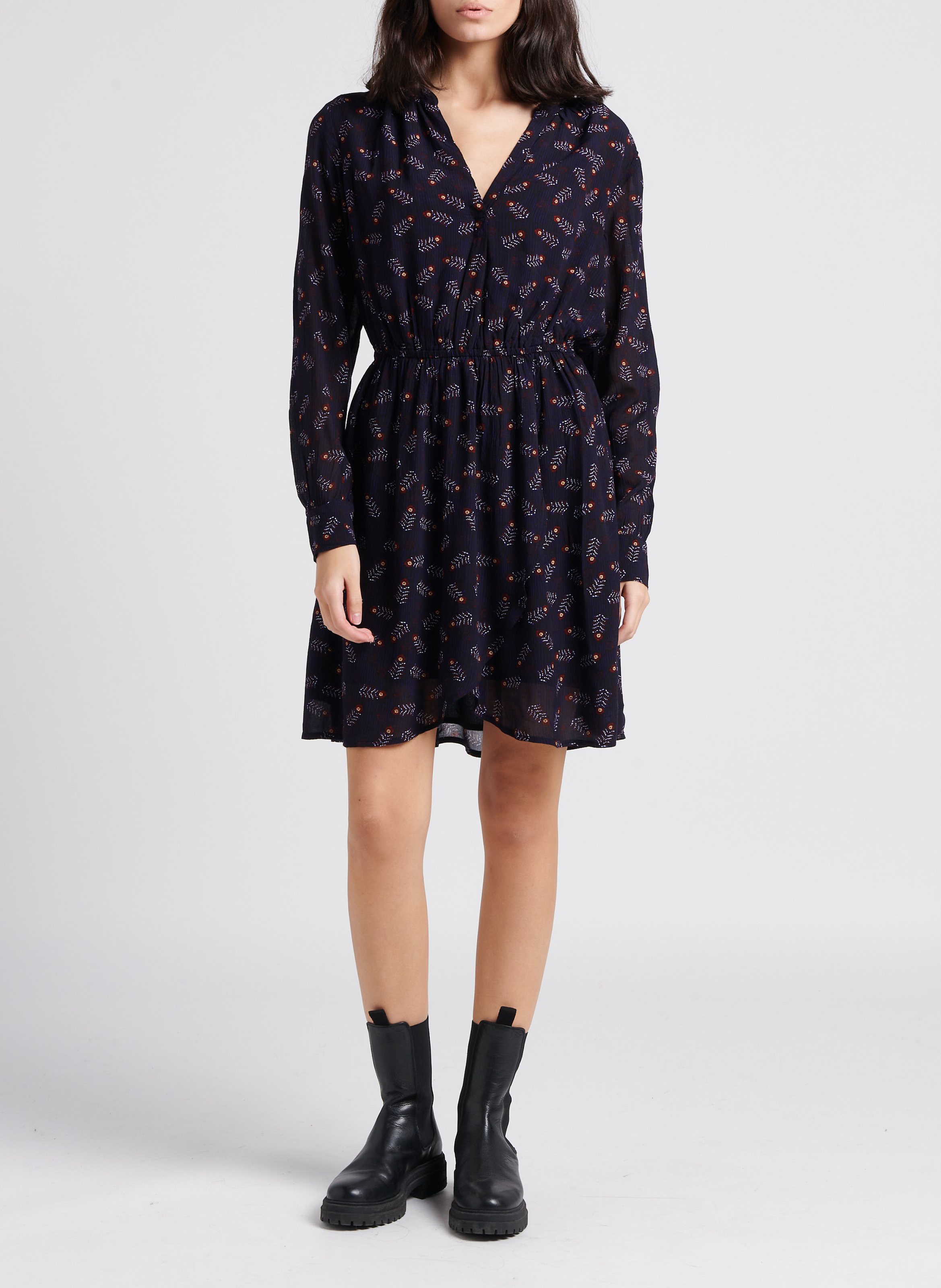 Korte jurk met V-hals en print SCOTCH AND SODA Veelkleurig