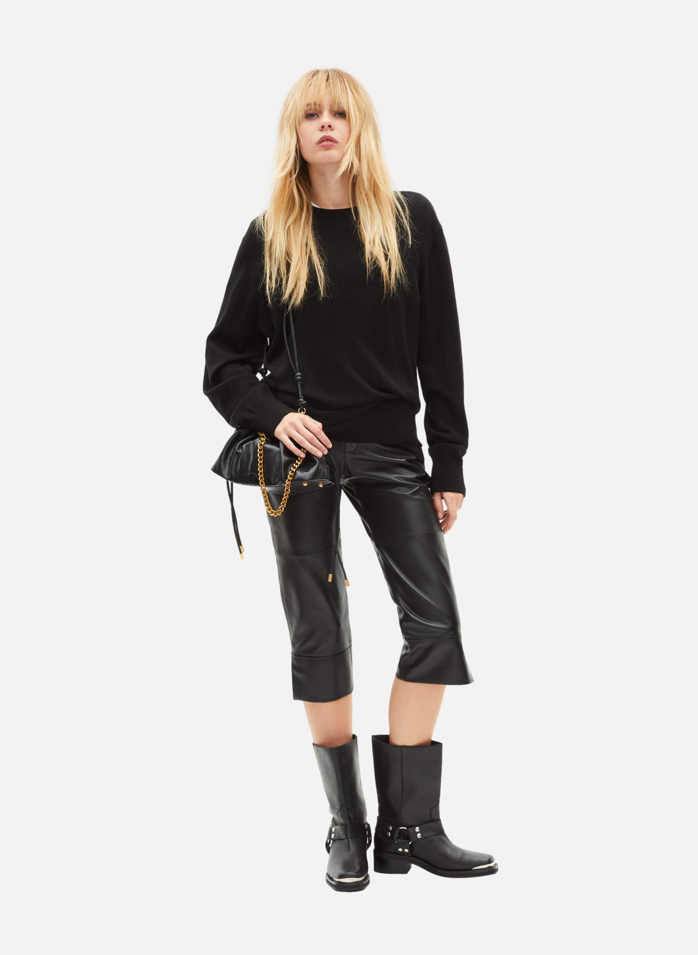 Leather Capri Pants THE KOOPLES Black