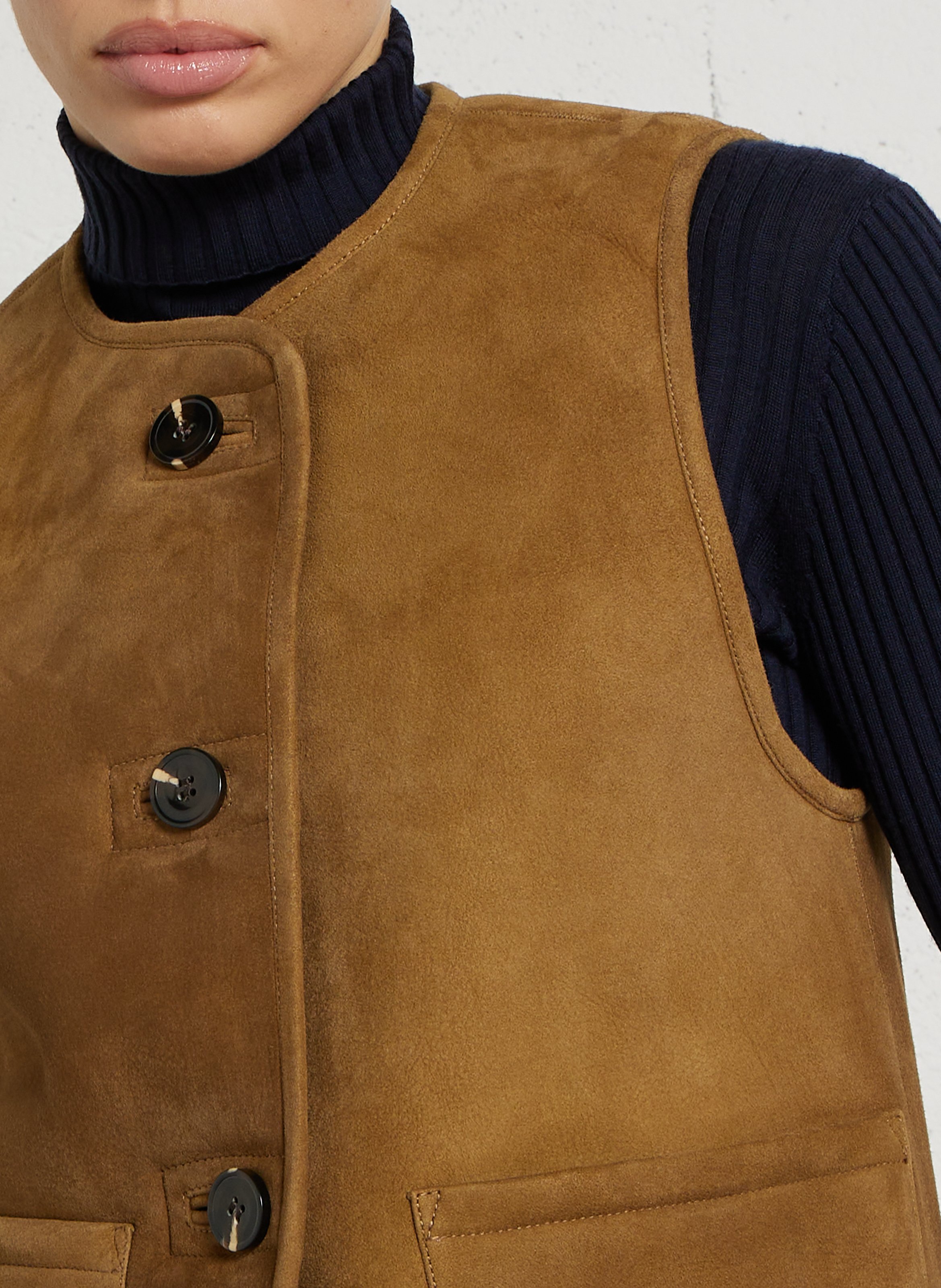 Mouwloze suède leren jas SOEUR Kaki